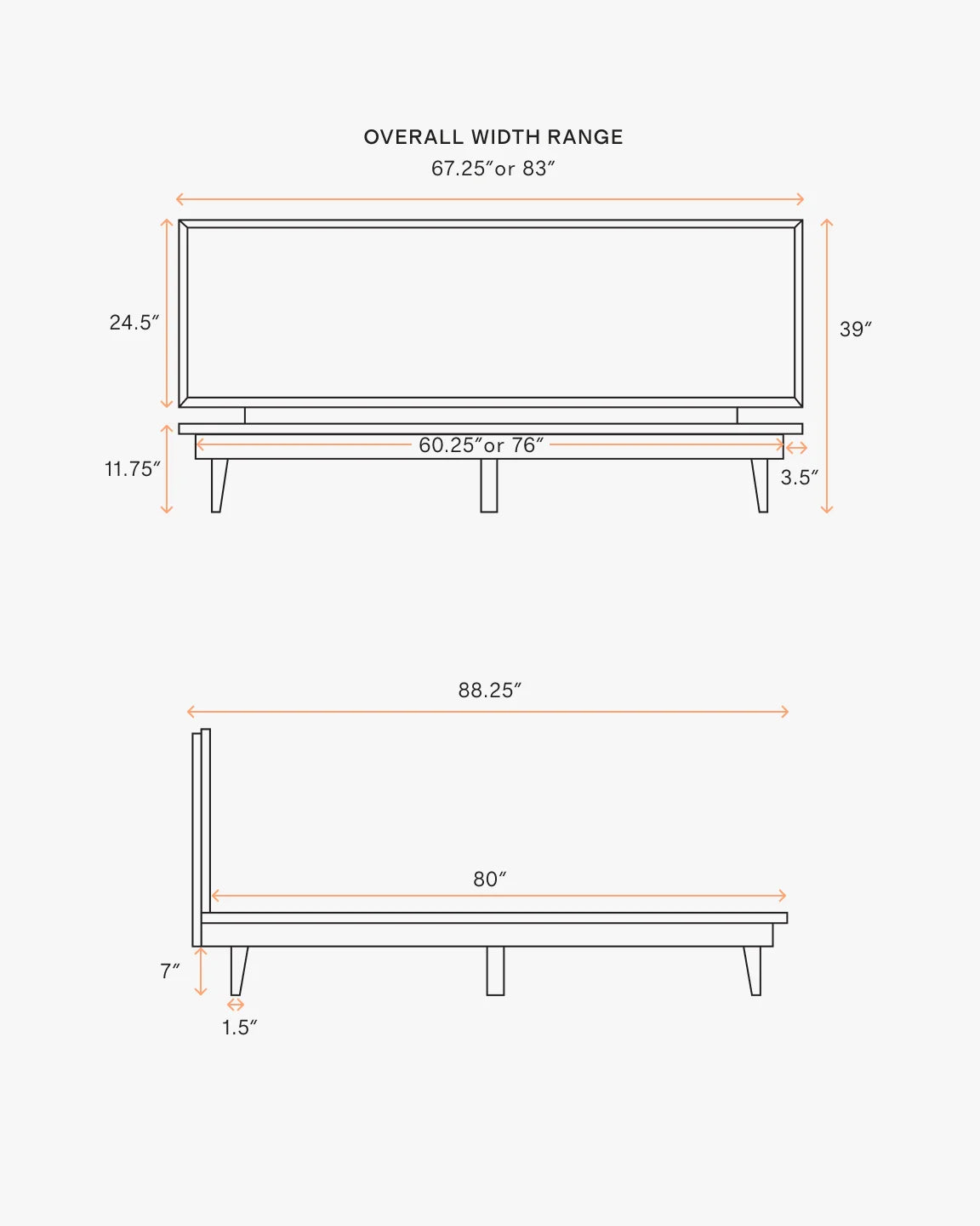 Solid Wood Midcentury Platform Bed - Queen / Chestnut Ash