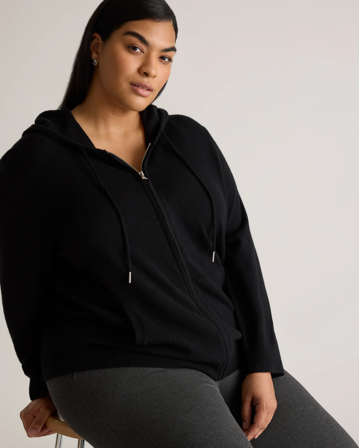Mongolian Cashmere Full-Zip Hoodie - 1X / True Navy