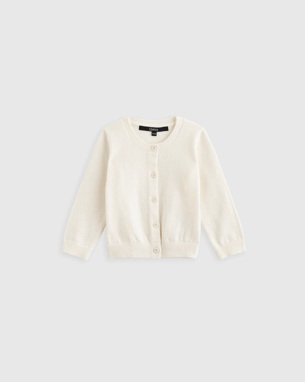 100% Organic Cotton Crewneck Cardigan - 0-3M / Ivory
