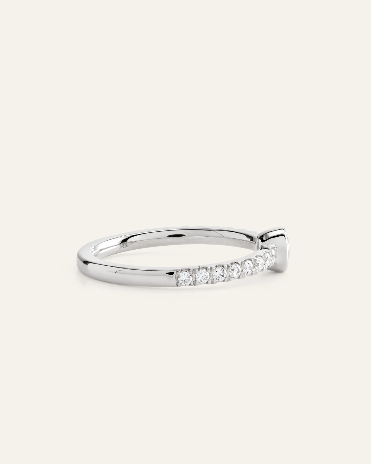 14K Gold Lab Grown Diamond Round Bezel Pave Ring - 4 / Yellow Gold