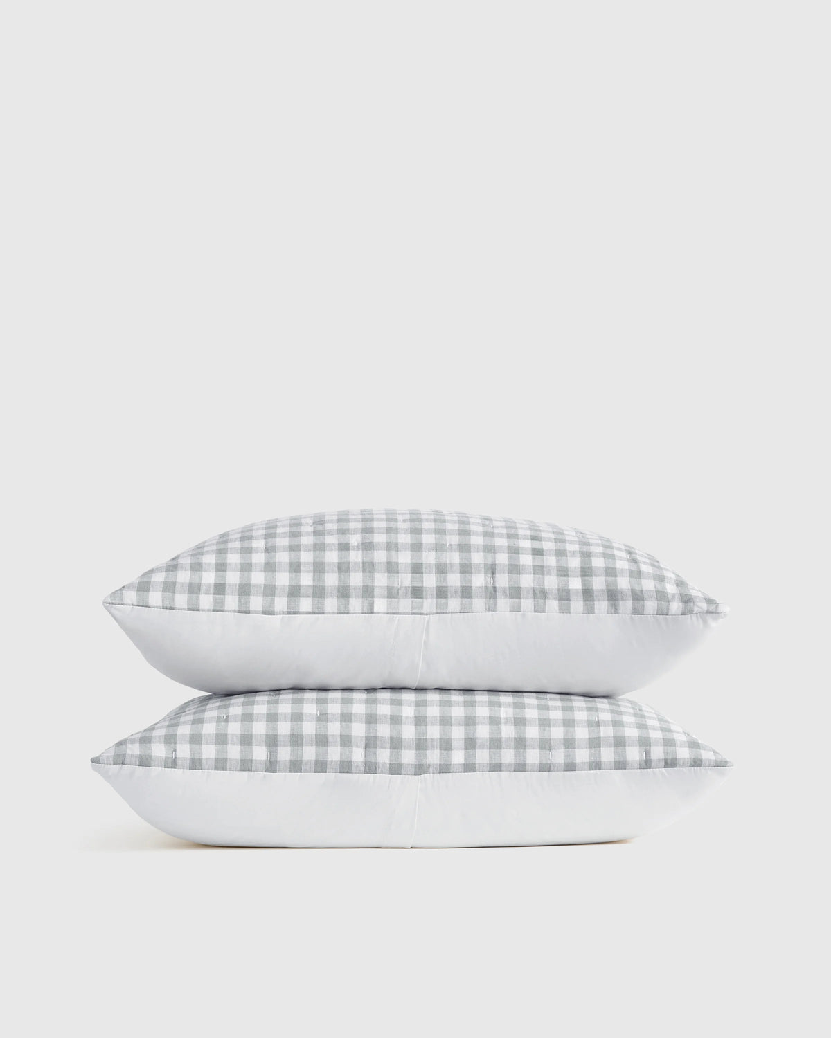 European Linen Patterned Quilted Sham Set - Standard / Willowleaf Gingham