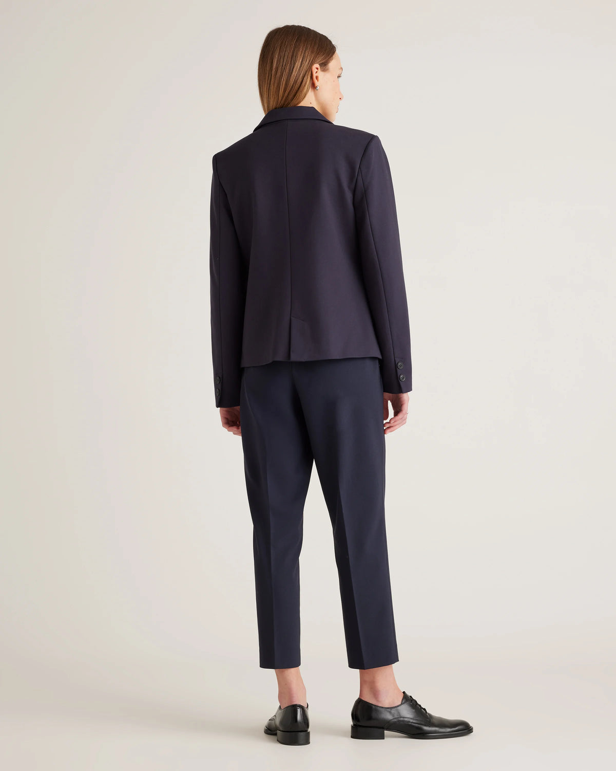 Ultra-Stretch Ponte Double-Breasted Blazer - XS / Charcoal