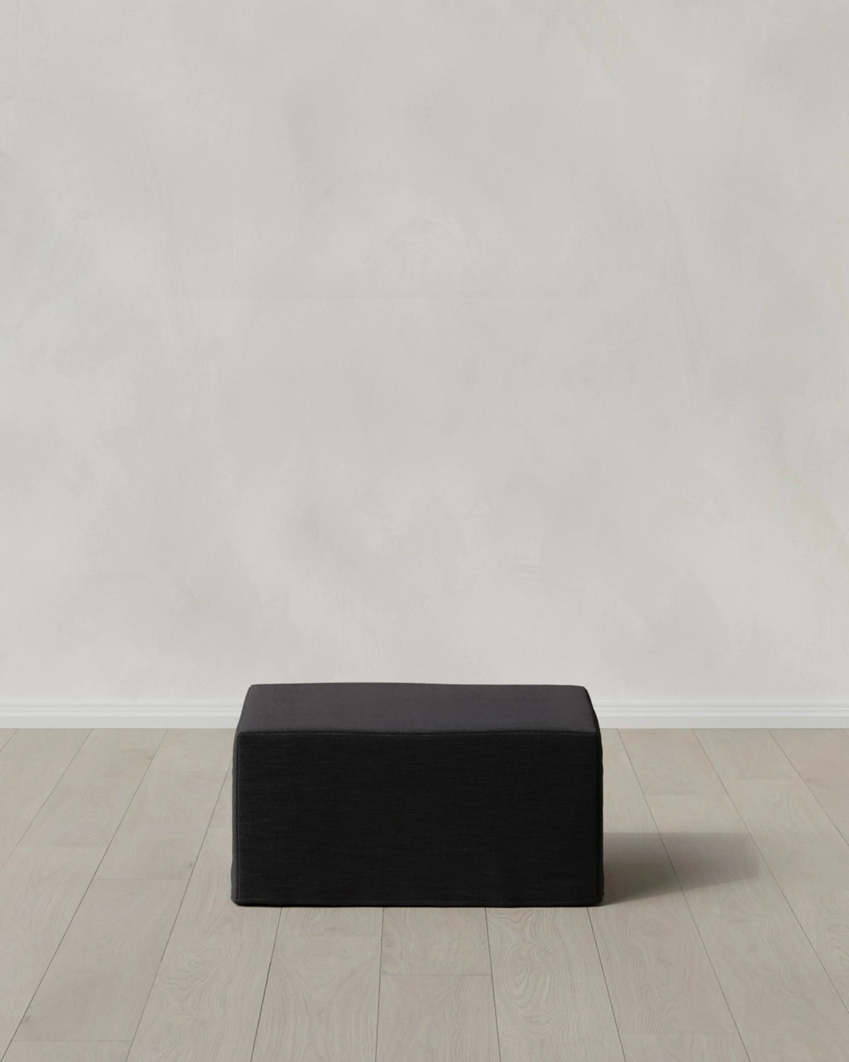 Ellery Slipcover Ottoman in Performance Linen - One Size / Sand
