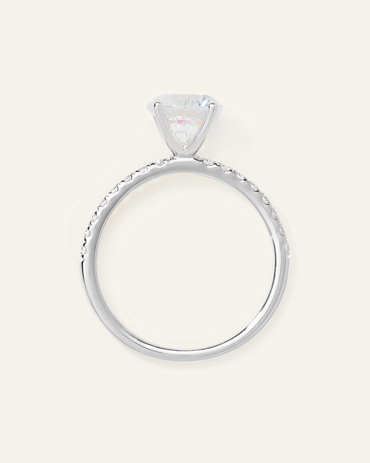 Lab Grown Diamond Round Petite Pave Engagement Ring - 1.50ct - 4 / Yellow Gold