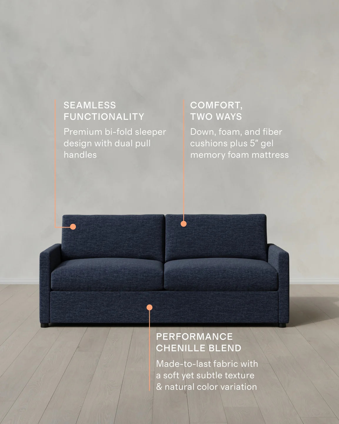 Brennan Sleeper Sofa in Performance Chenille Linen Blend - Queen / Snow