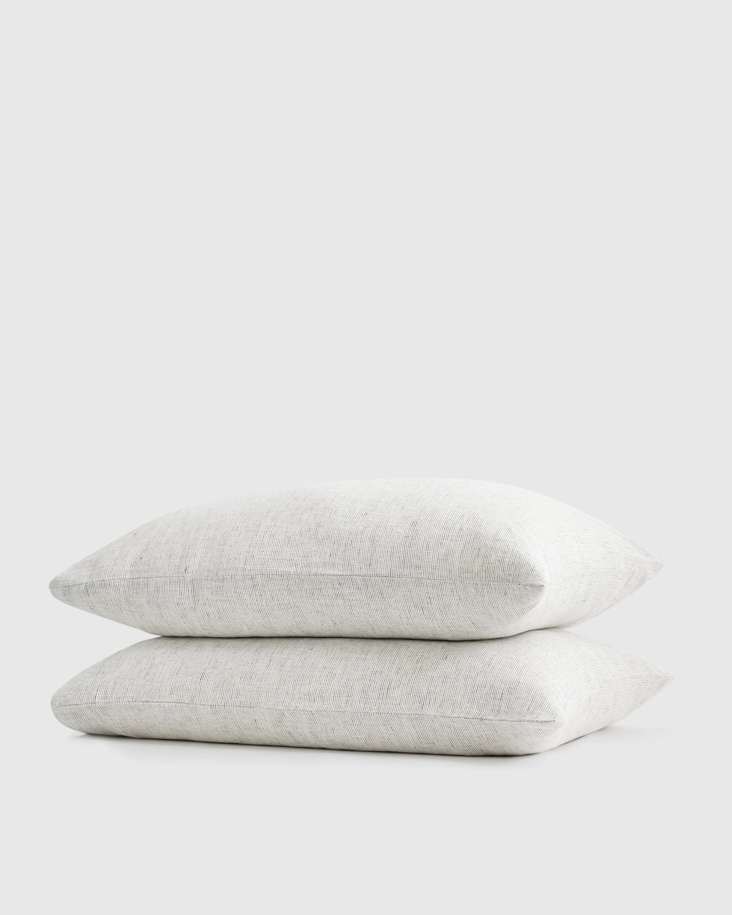 European Linen Stripe Pillowcases Set - Standard / Willowleaf/White Stripe