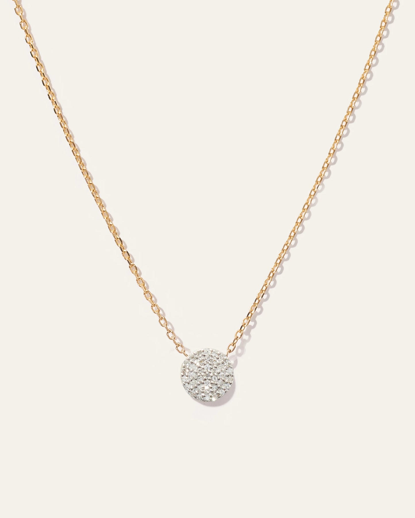14K Gold Diamond Pave Disc Necklace - One Size / Yellow Gold