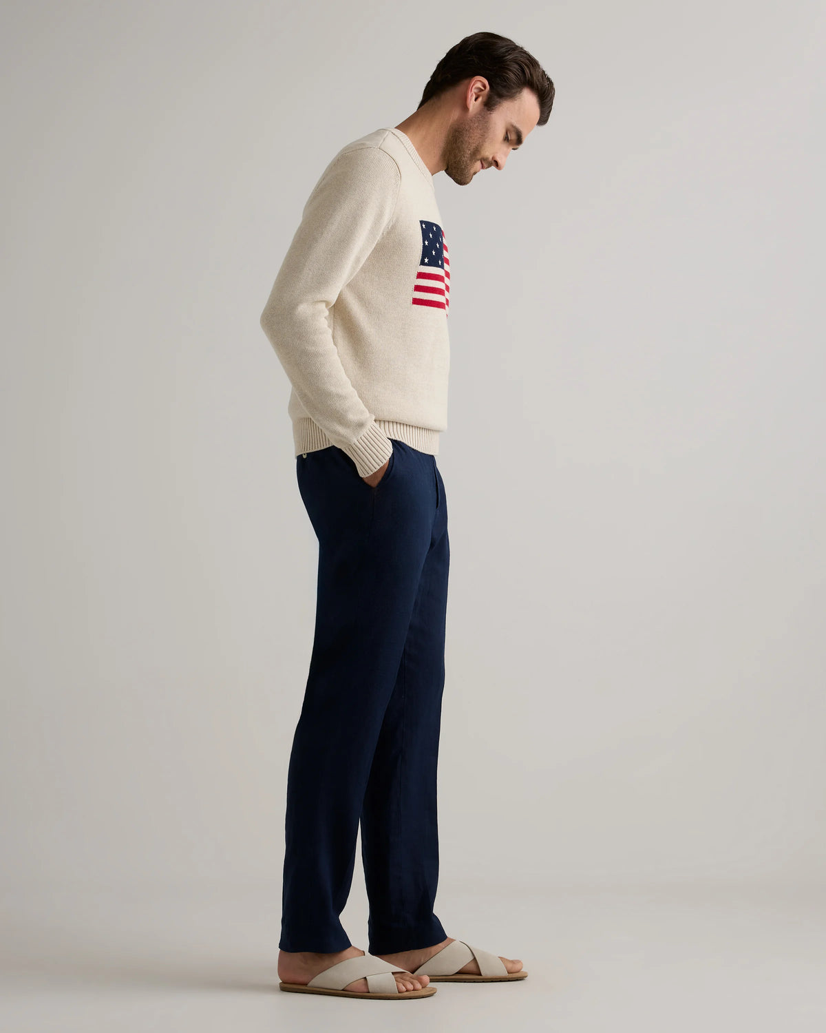 100% Organic Cotton Flag Sweater - S / Speckled Beige Flag