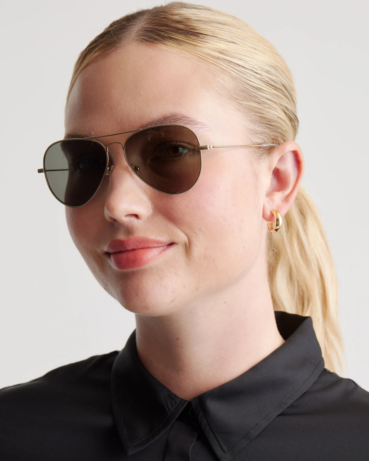 Halston Polarized Stainless Steel Aviator Sunglasses - One Size / Gold with Green lens