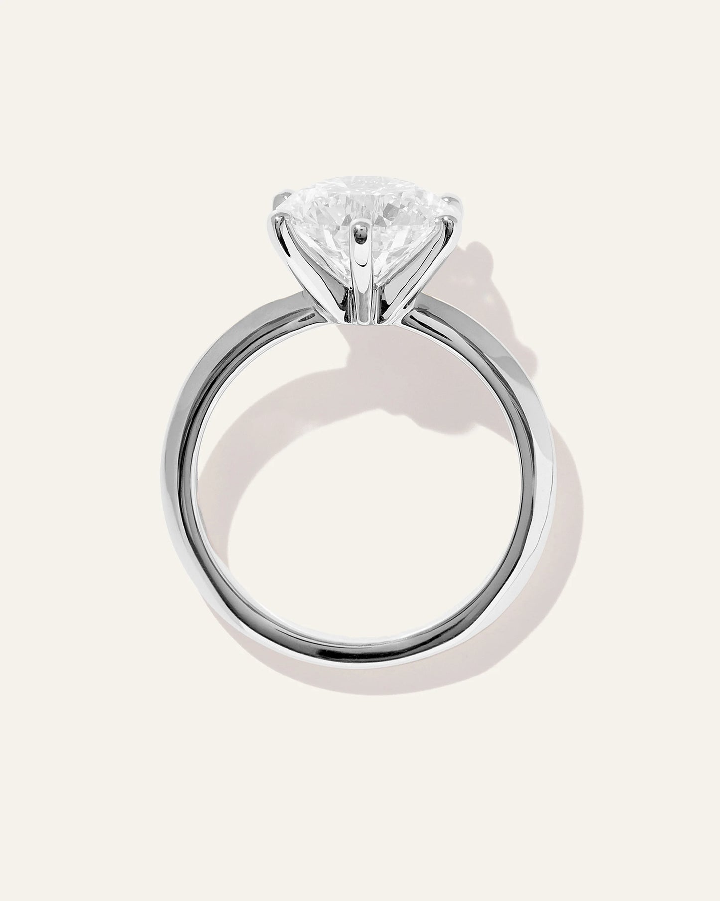 Lab Grown Diamond Round Six Prong Knife Edge Engagement Ring - 2ct - 4 / Yellow Gold
