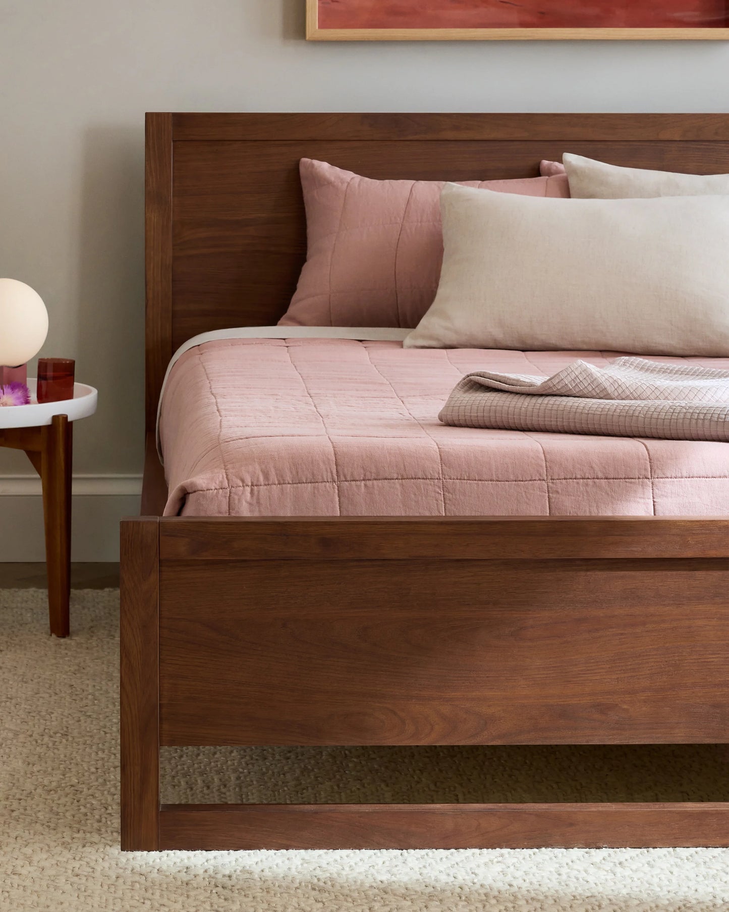 Solid Wood Frame Bed - Queen / Walnut Brown