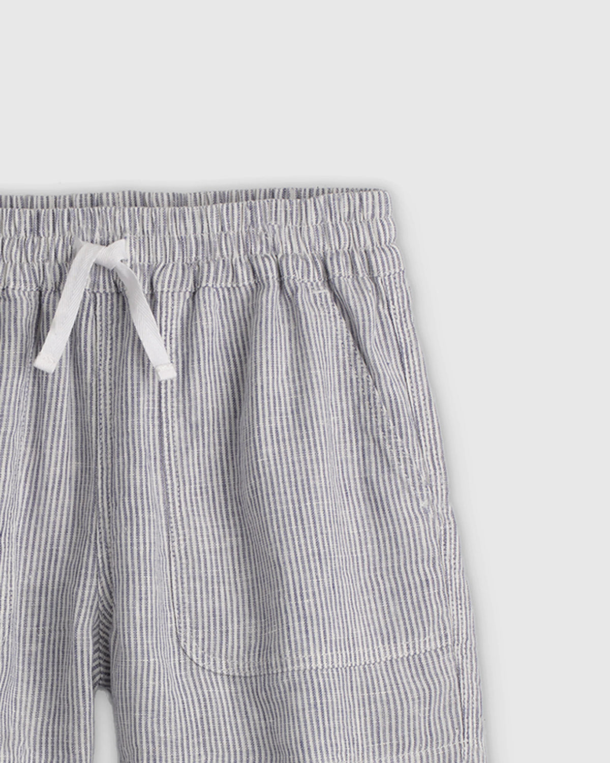 100% European Linen Drawstring Shorts - 2T / Vintage Pink Chambray