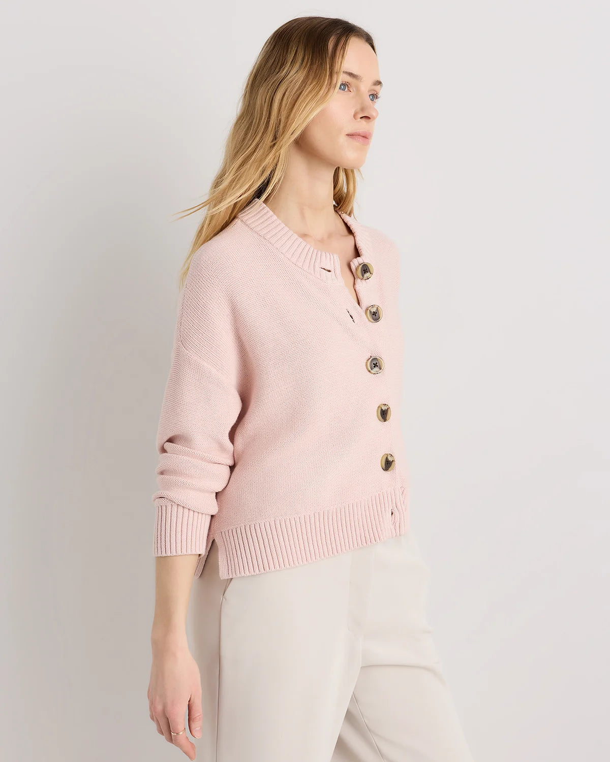 100% Organic Cotton Cropped Cardigan - XS / Heather Brown