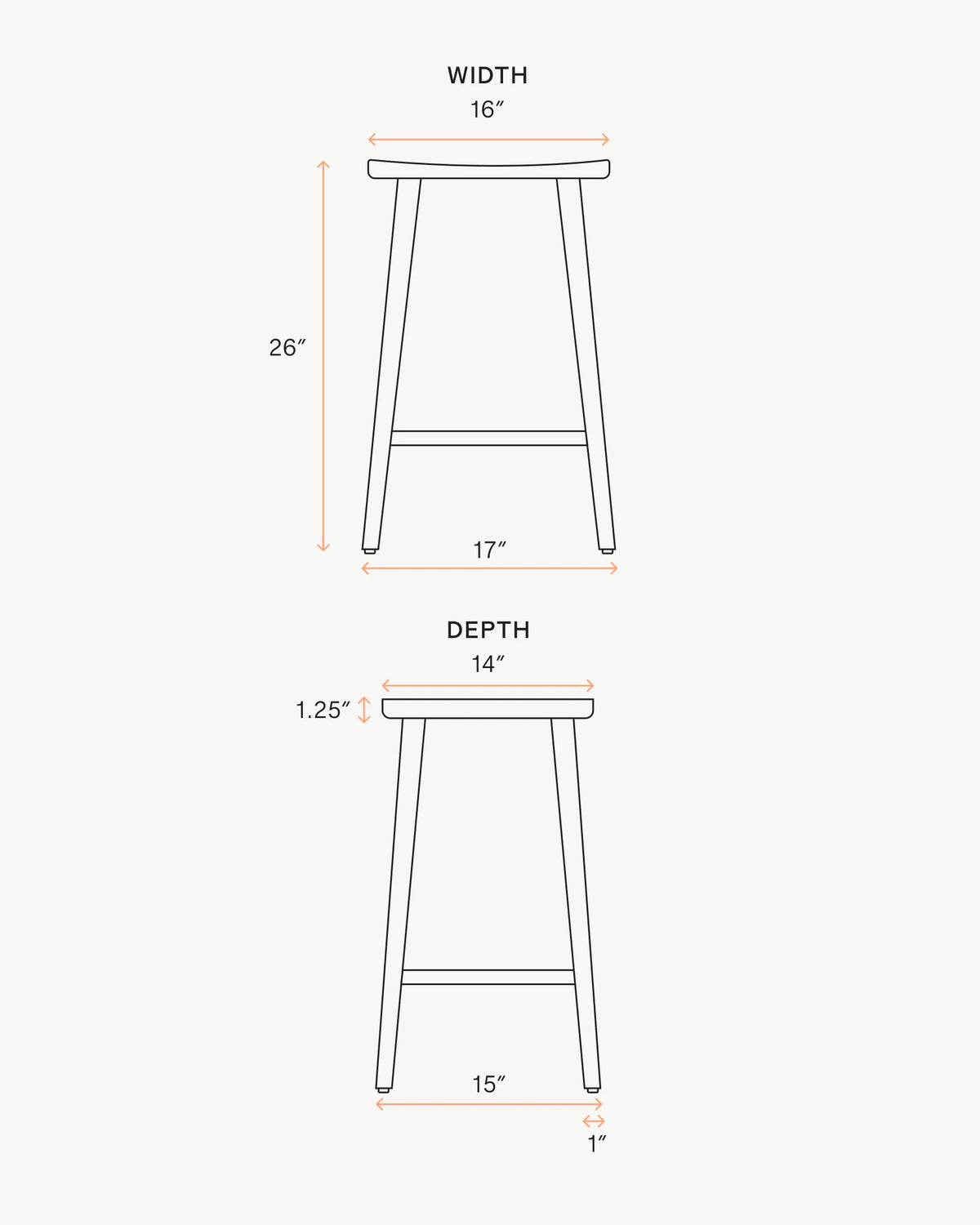 Solid Oak Backless Counter Stool - Counter Stool / Light Oak