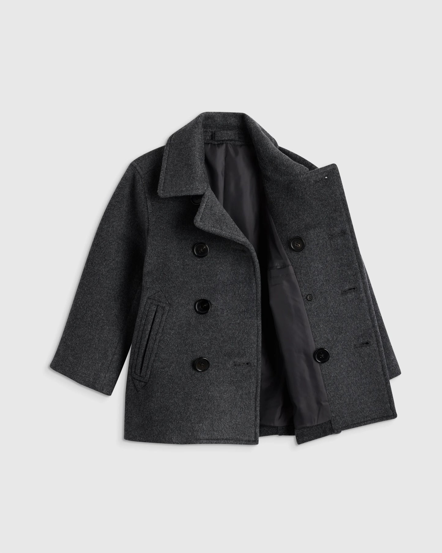Boys Wool Cashmere Peacoat - 2T / Heather Charcoal