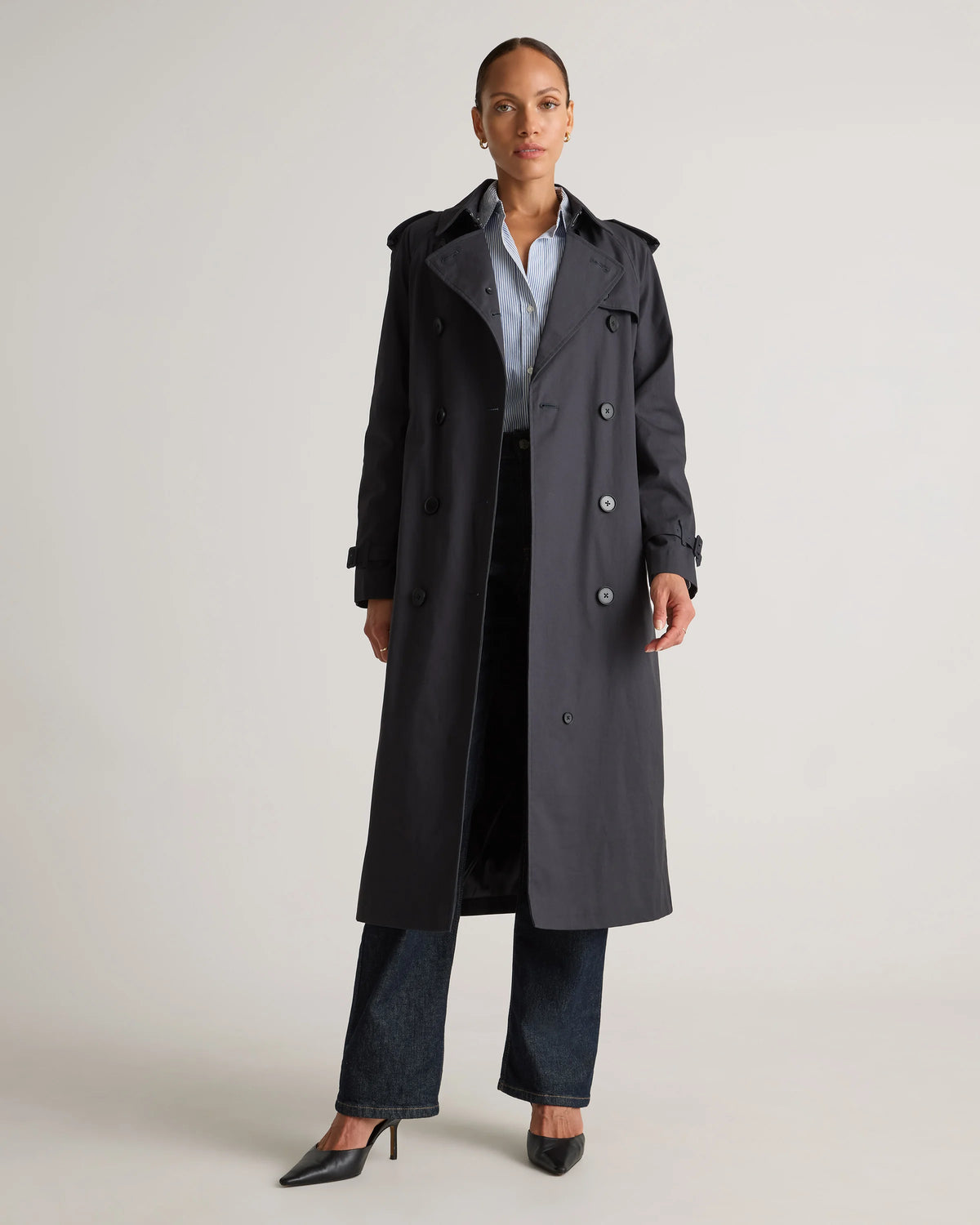 Comfort Stretch Long Trench Coat - XS / Dark Khaki