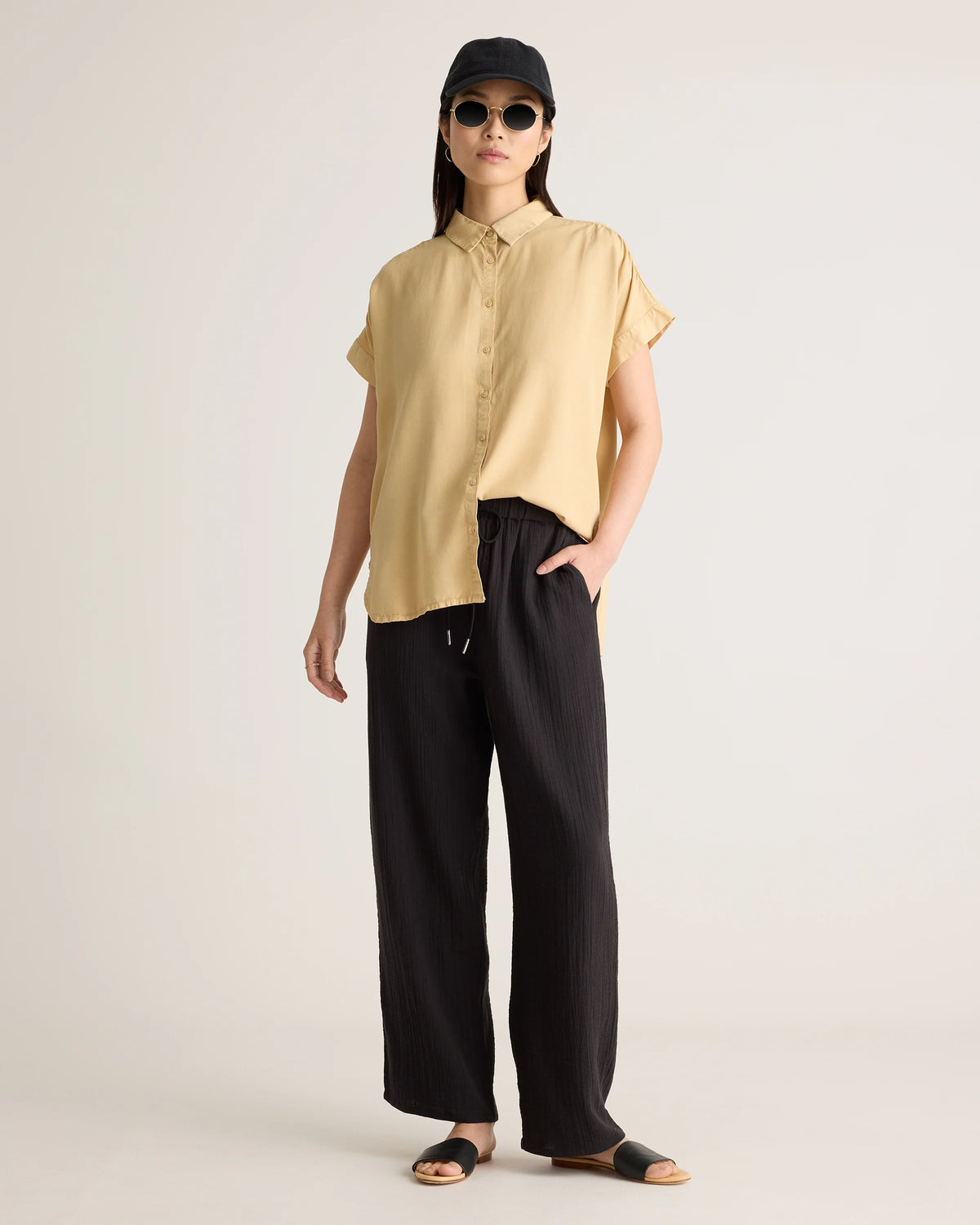 100% Organic Cotton Gauze Straight Leg Pants - XS / Spiced Orange