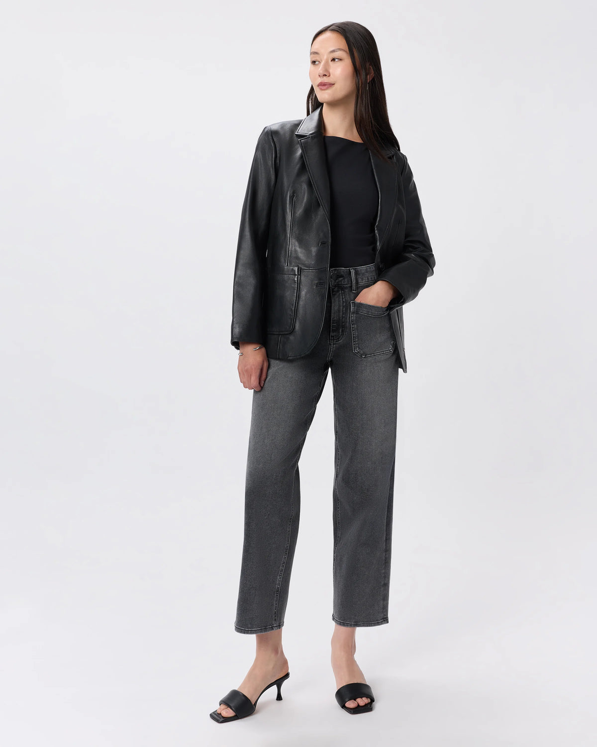 Bella Stretch Patch Pocket Wide Leg Jeans - 24 / Deep Sea Blue