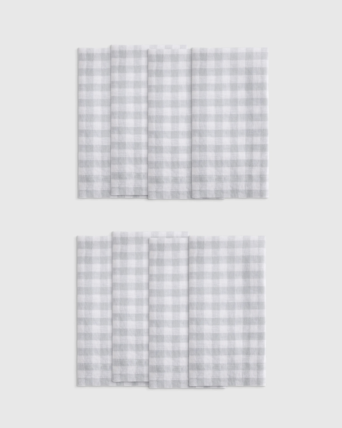 European Linen Wide-Hem Gingham Napkins (Set of 8) - One Size / Cafe