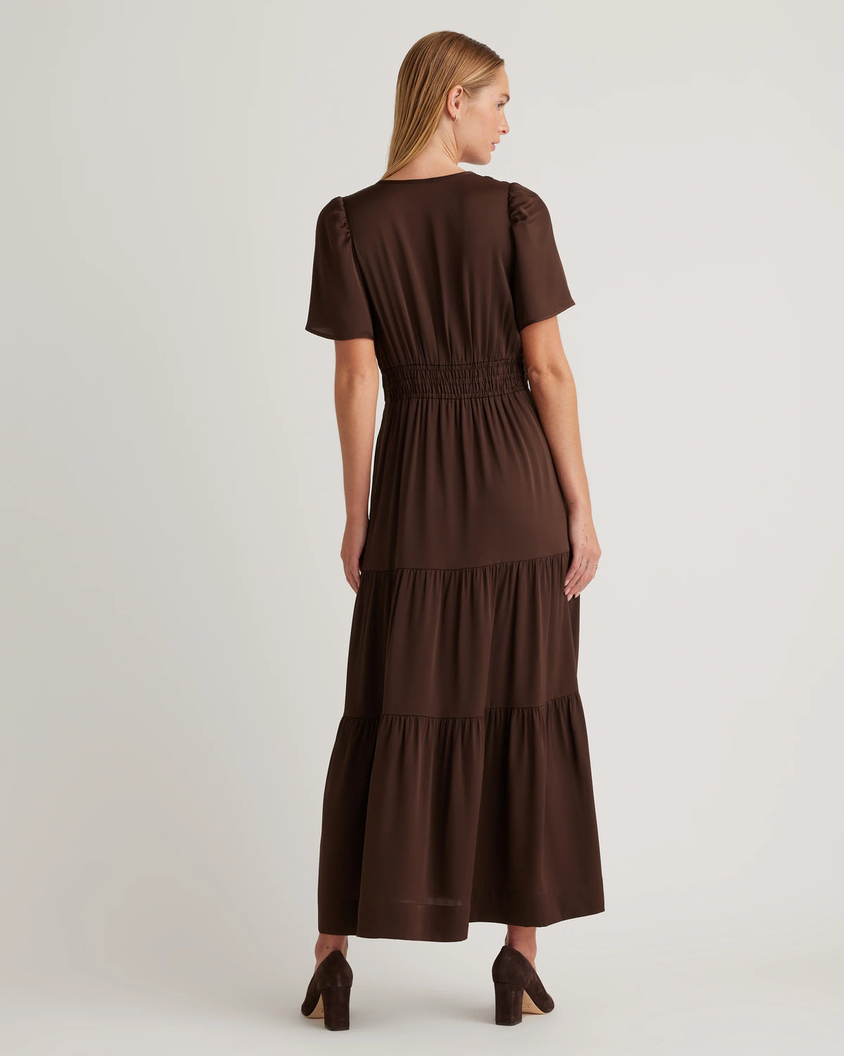 Washable Stretch Silk Tiered Maxi Dress - XS / Navy