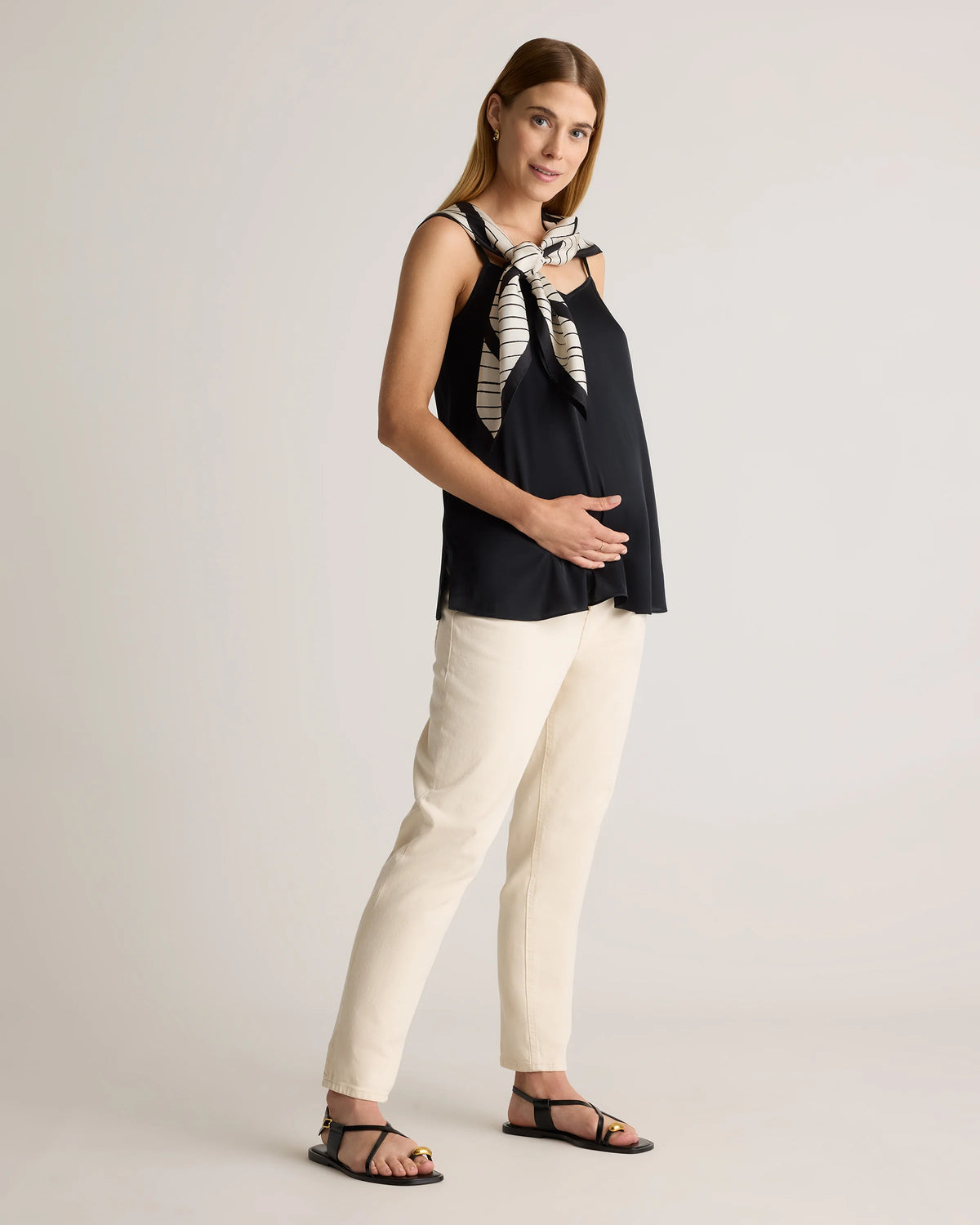 Washable Stretch Silk V-Neck Maternity Cami - XS / Moonstone Blue