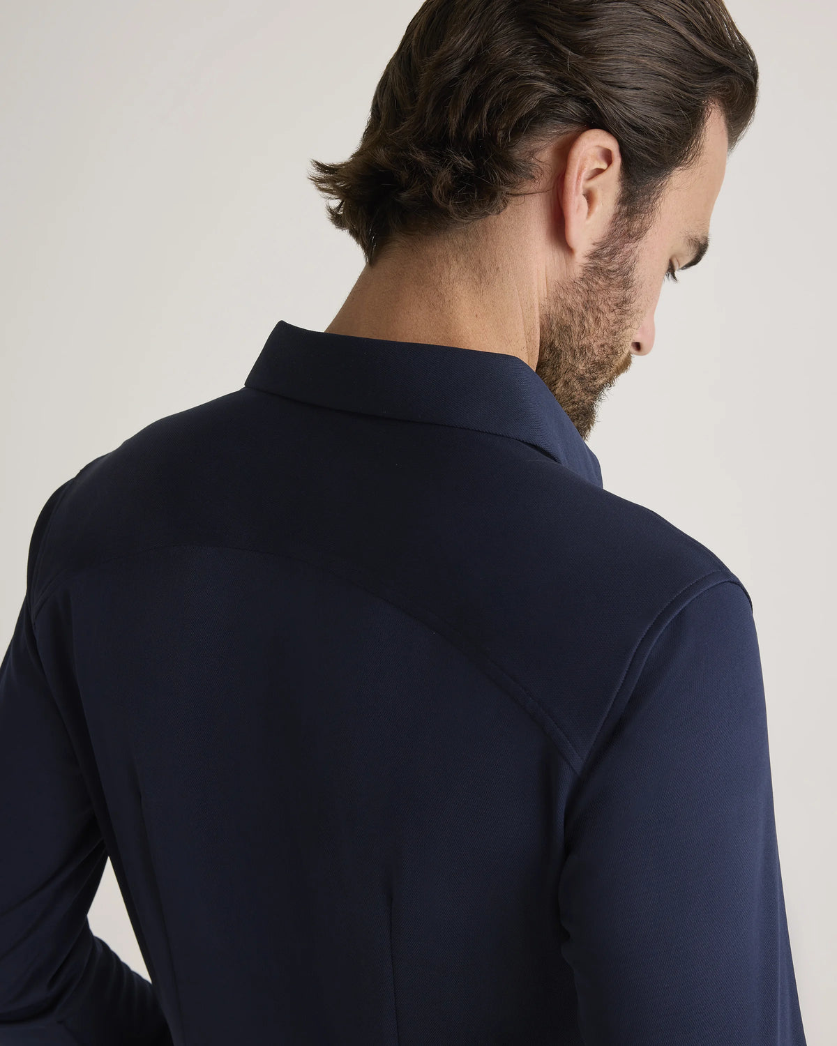 Commuter Stretch Pique Long Sleeve Button Down - XS / Dark Coal