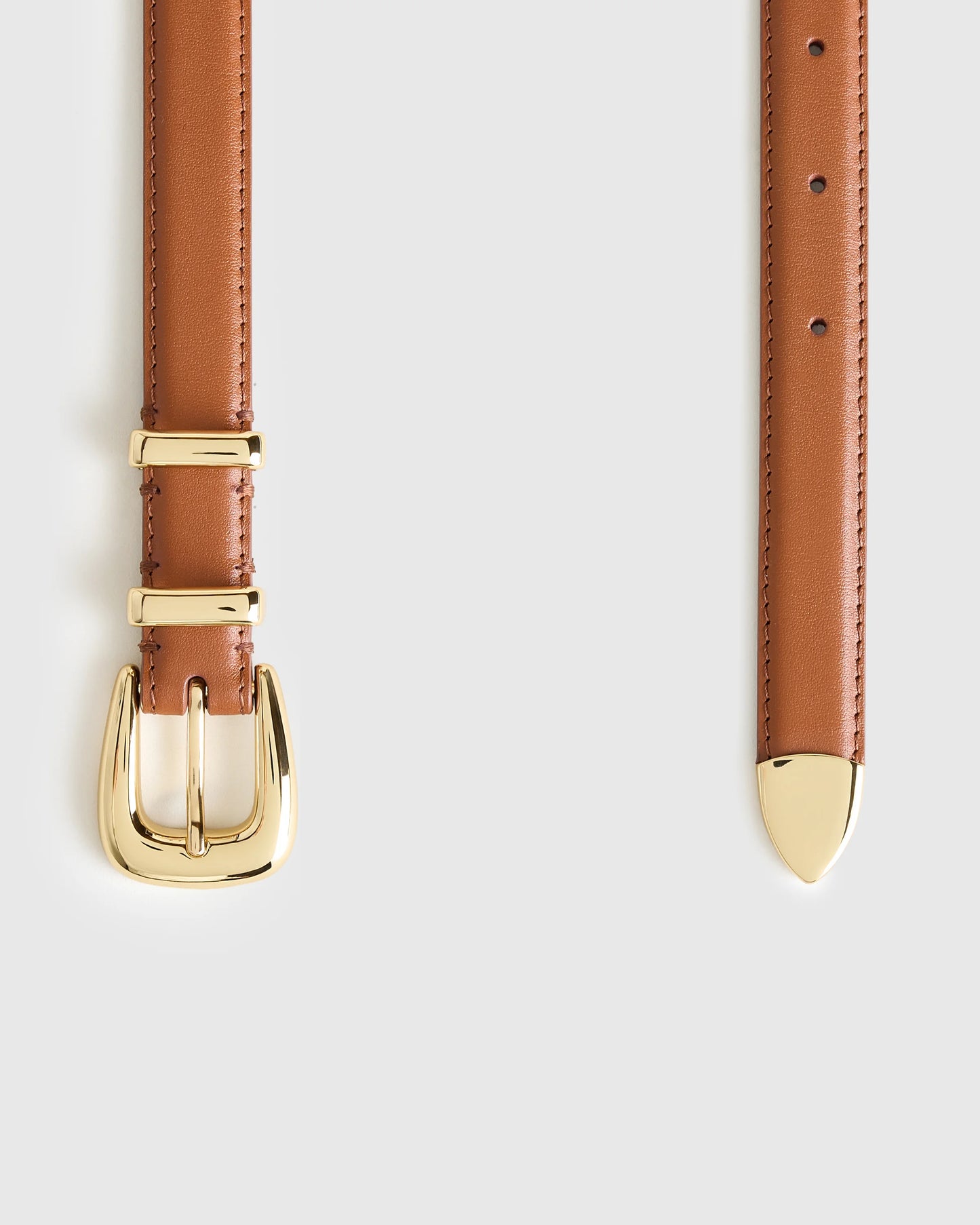 Lola European Leather Western Skinny Belt - XS / Black/Gold