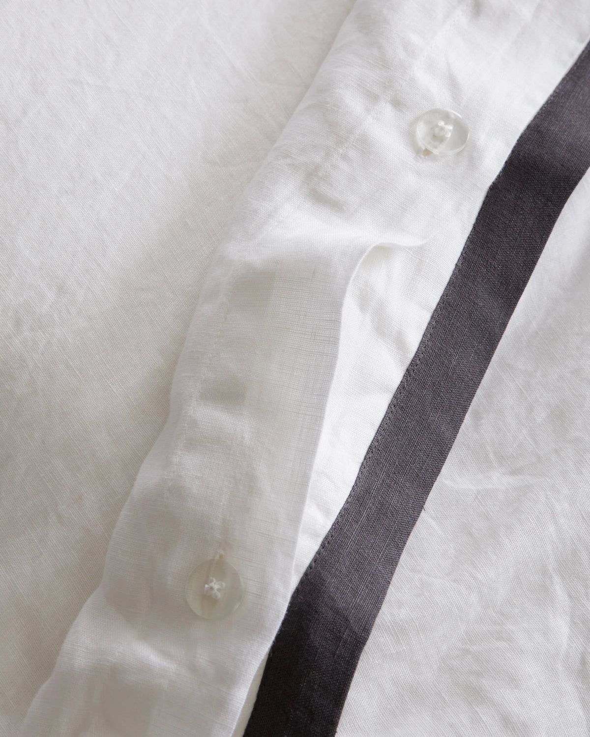 European Linen Contrast Flange Duvet Cover - Twin / Aloe/Sand