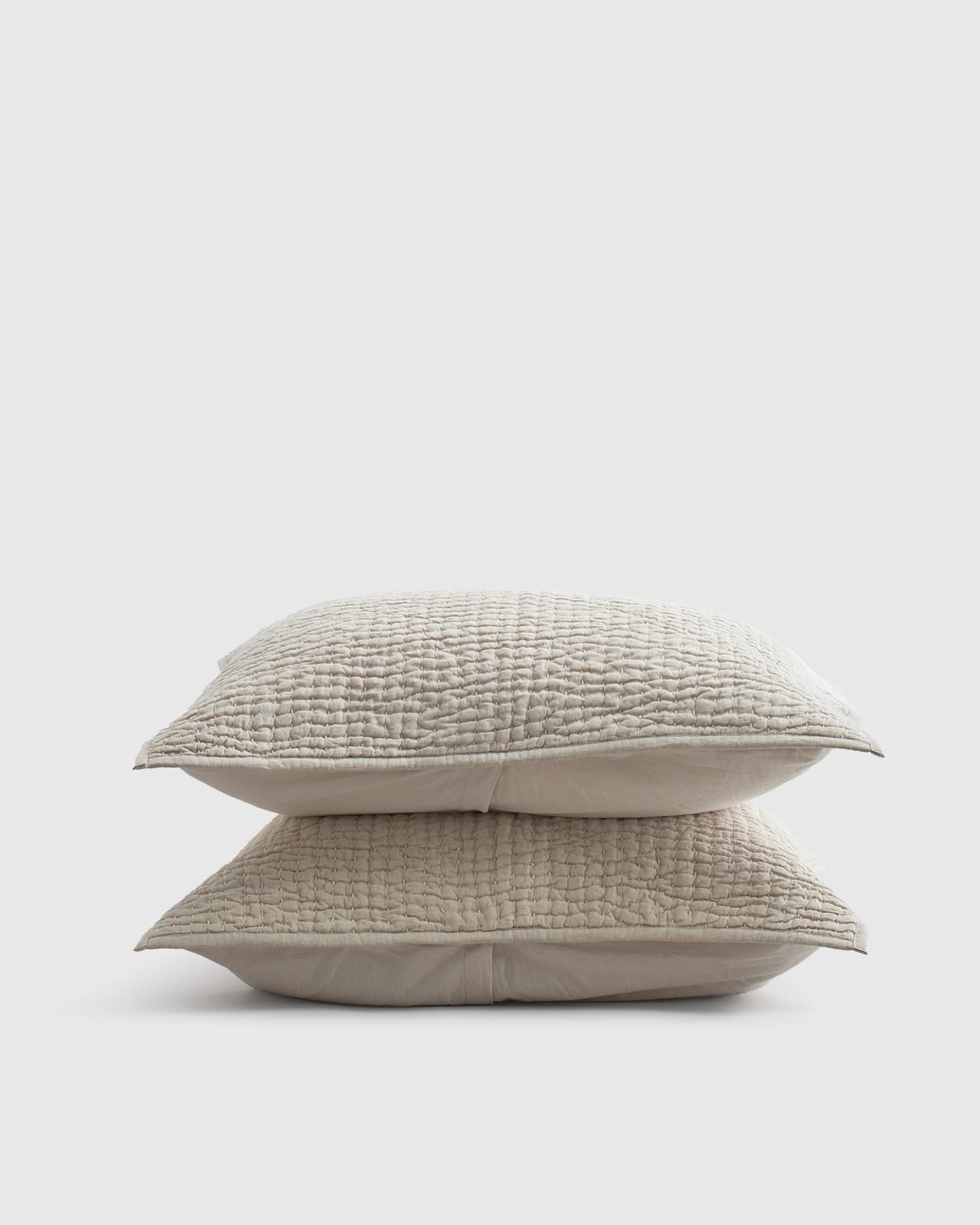 European Linen Cotton Stitch Sham Set - Standard / Stone