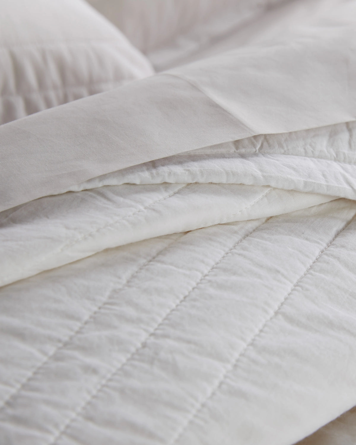 Organic Cotton Stripe Stitch Quilt - Twin / Light Blue
