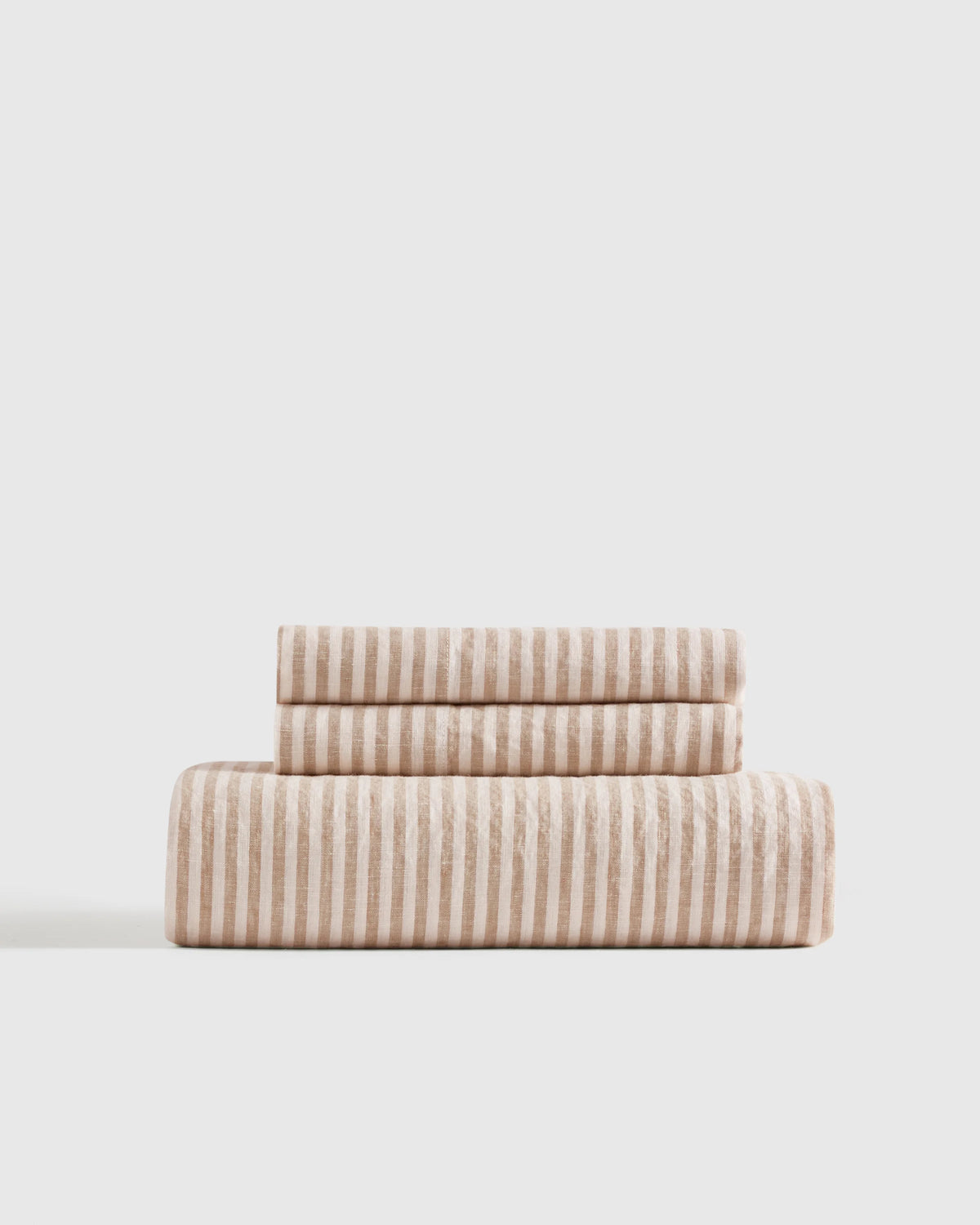 European Linen Stripe Fitted Sheet Set - Twin / Grey/White Stripe