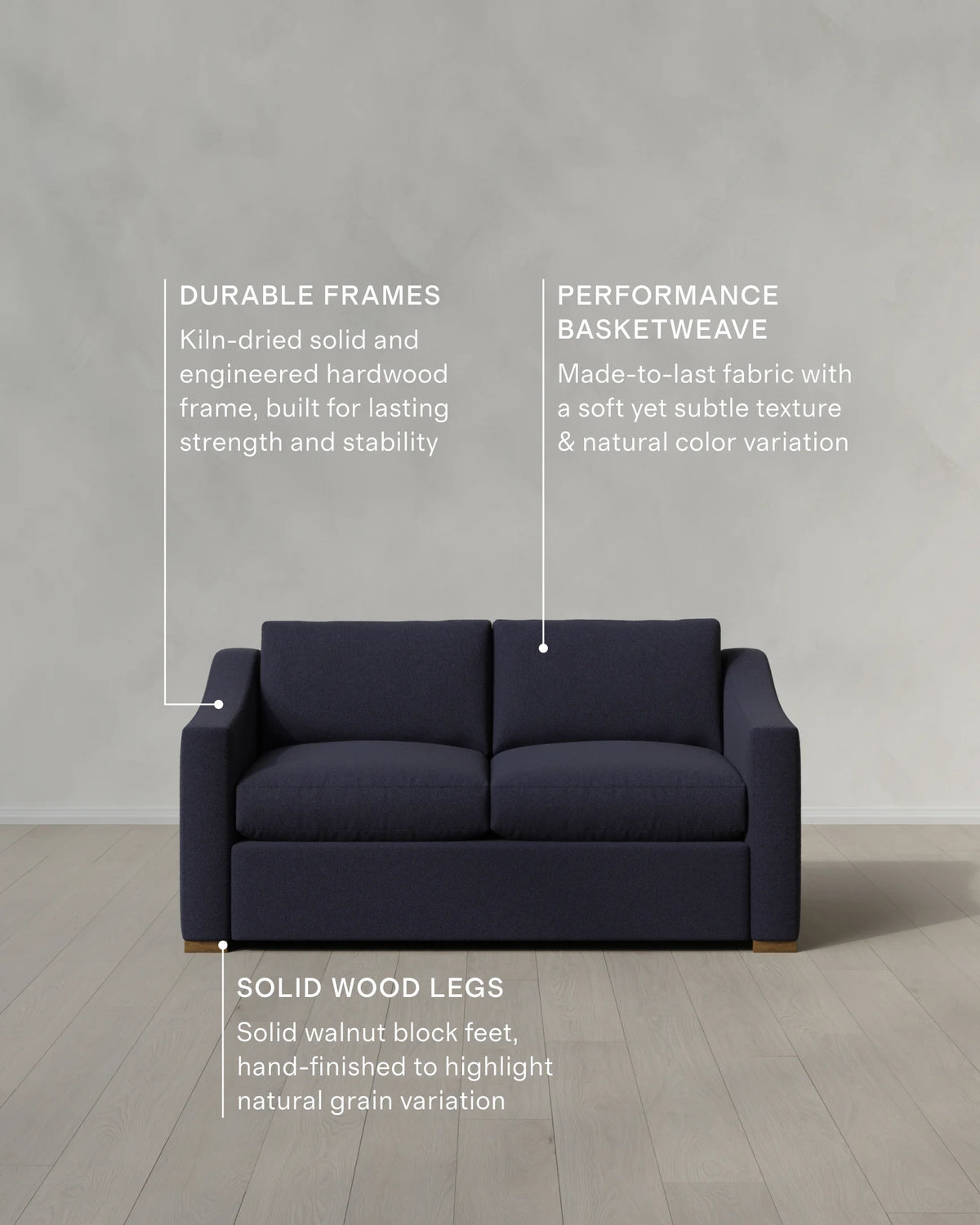 Hollis Slope Arm Sofa in Performance Basketweave - 72" / Flax