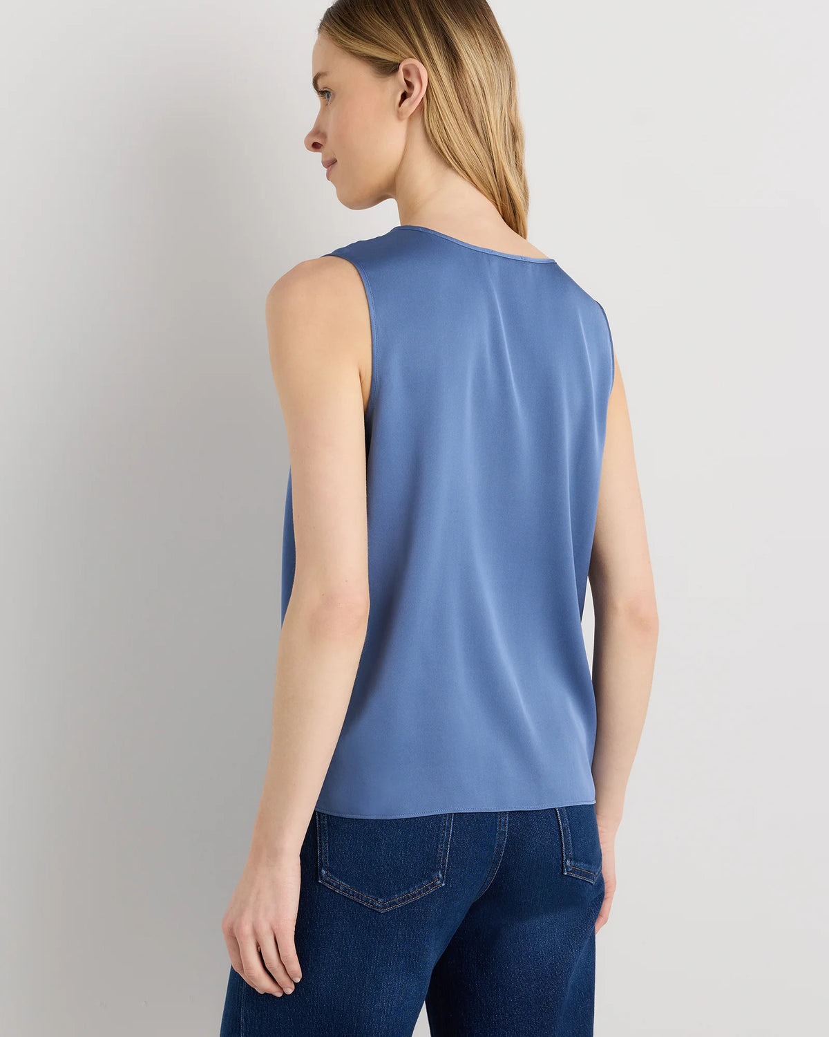 Washable Stretch Silk Tank - XS / Navy