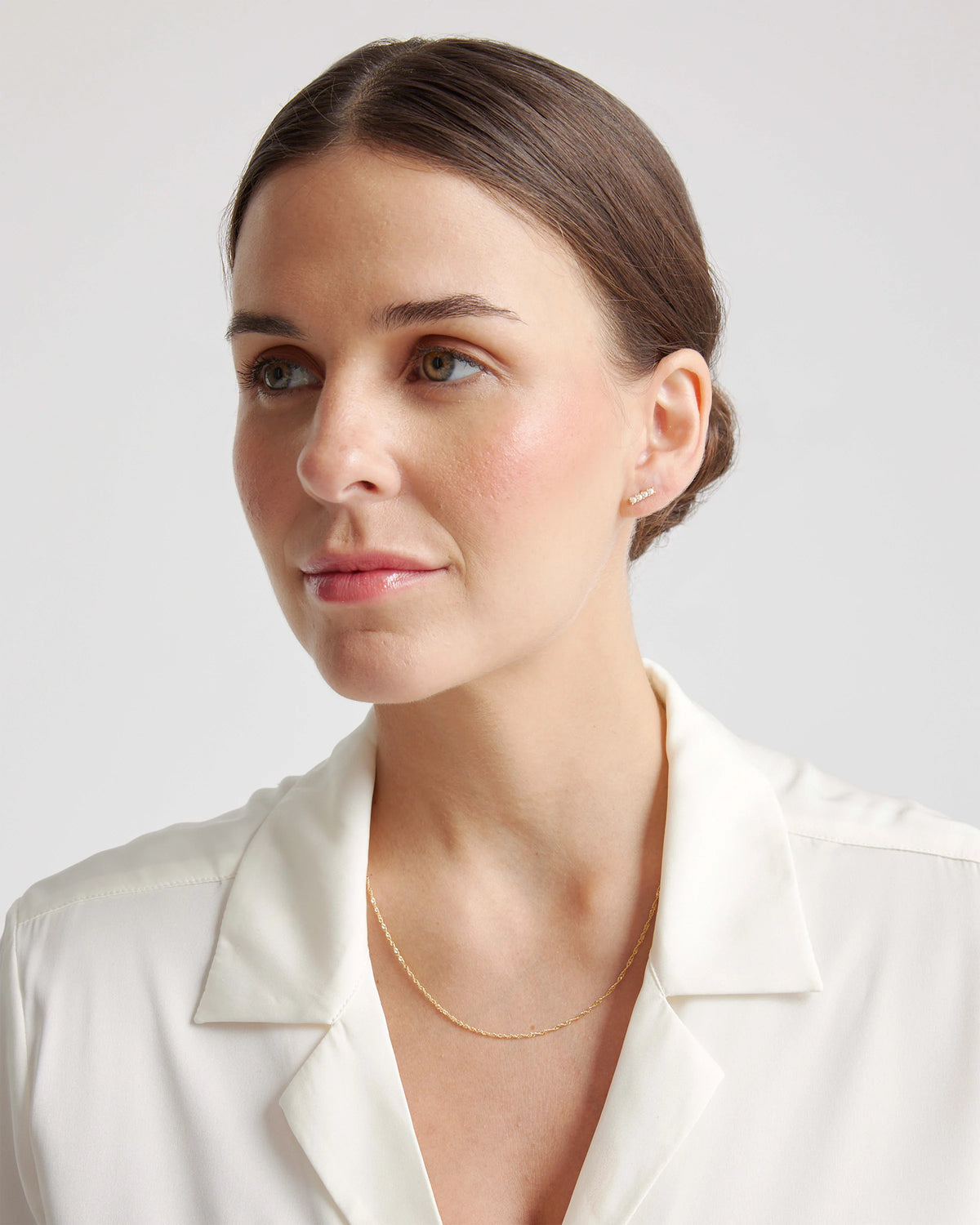 14K Gold Freshwater Pearl Mini Bar Studs - One Size / Yellow Gold