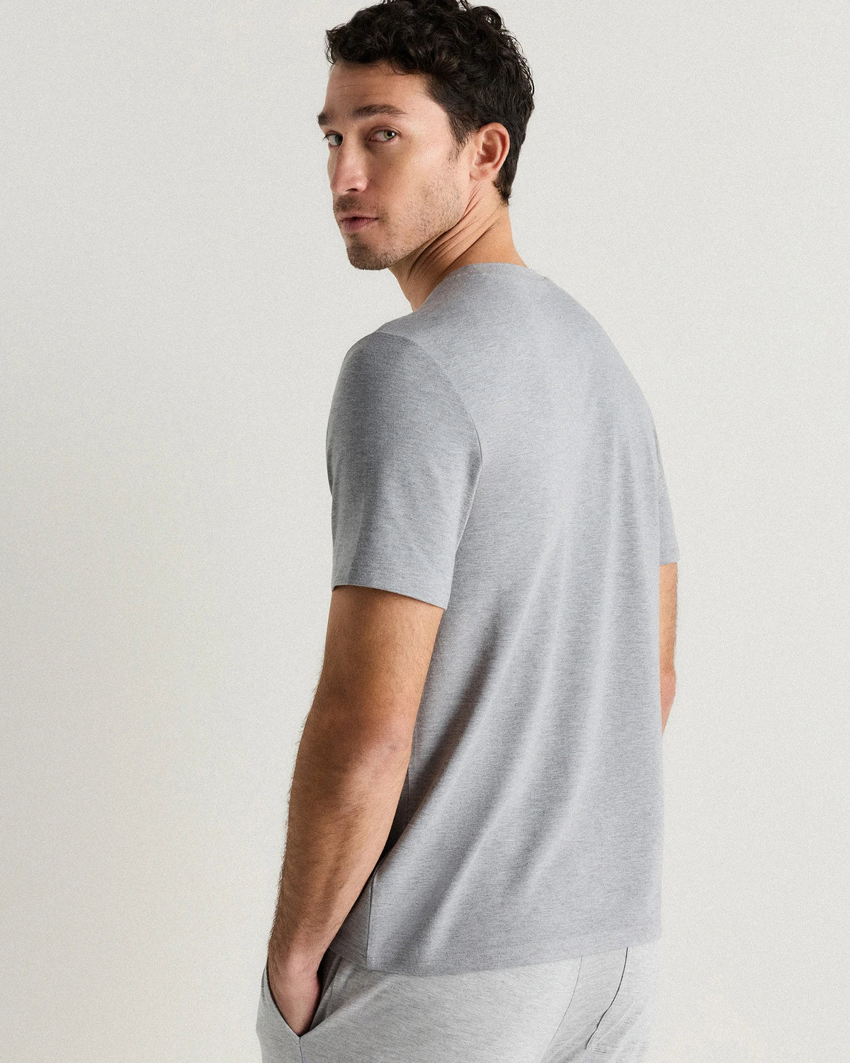 Bamboo Jersey Relaxed Lounge Tee - S / Heather Grey