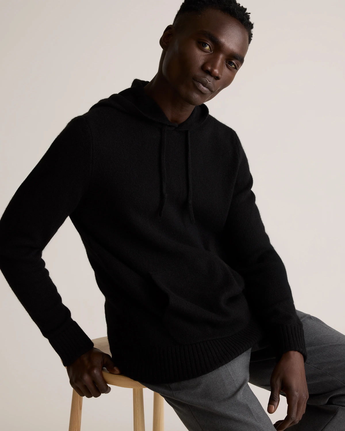 100% Yak Wool Pullover Hoodie - S / Warm Heather Grey