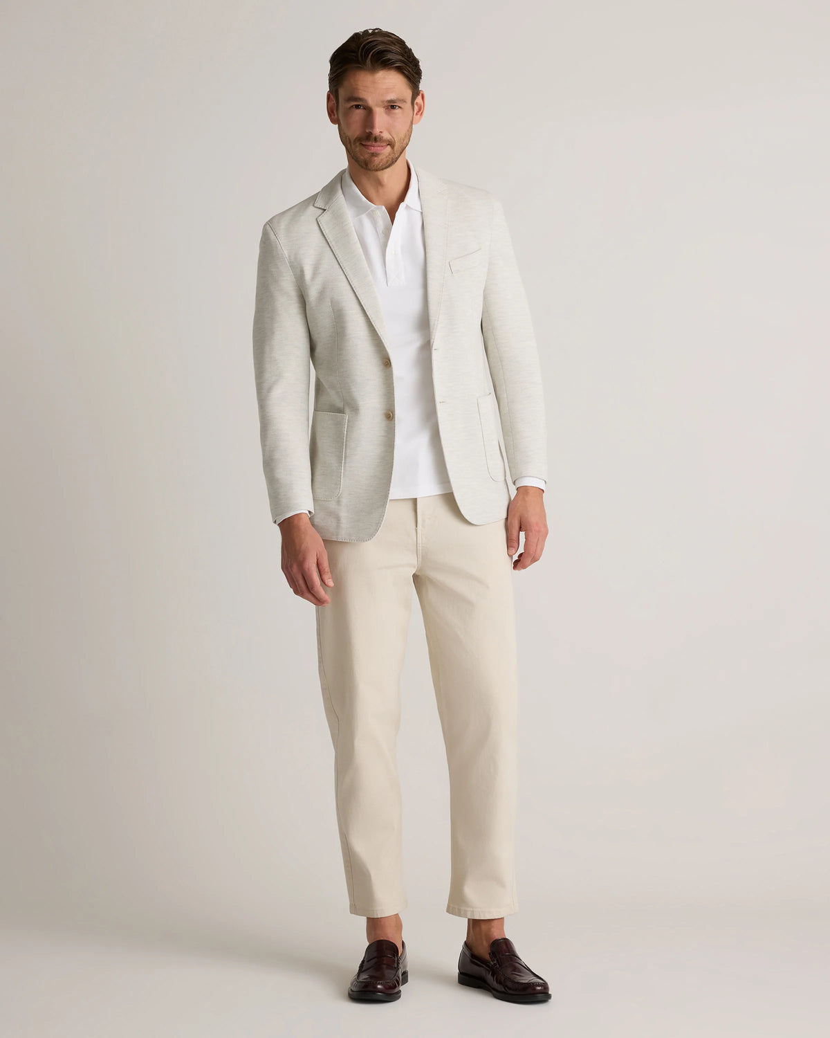 Cotton Pique Knit Blazer - XS / Heather Charcoal