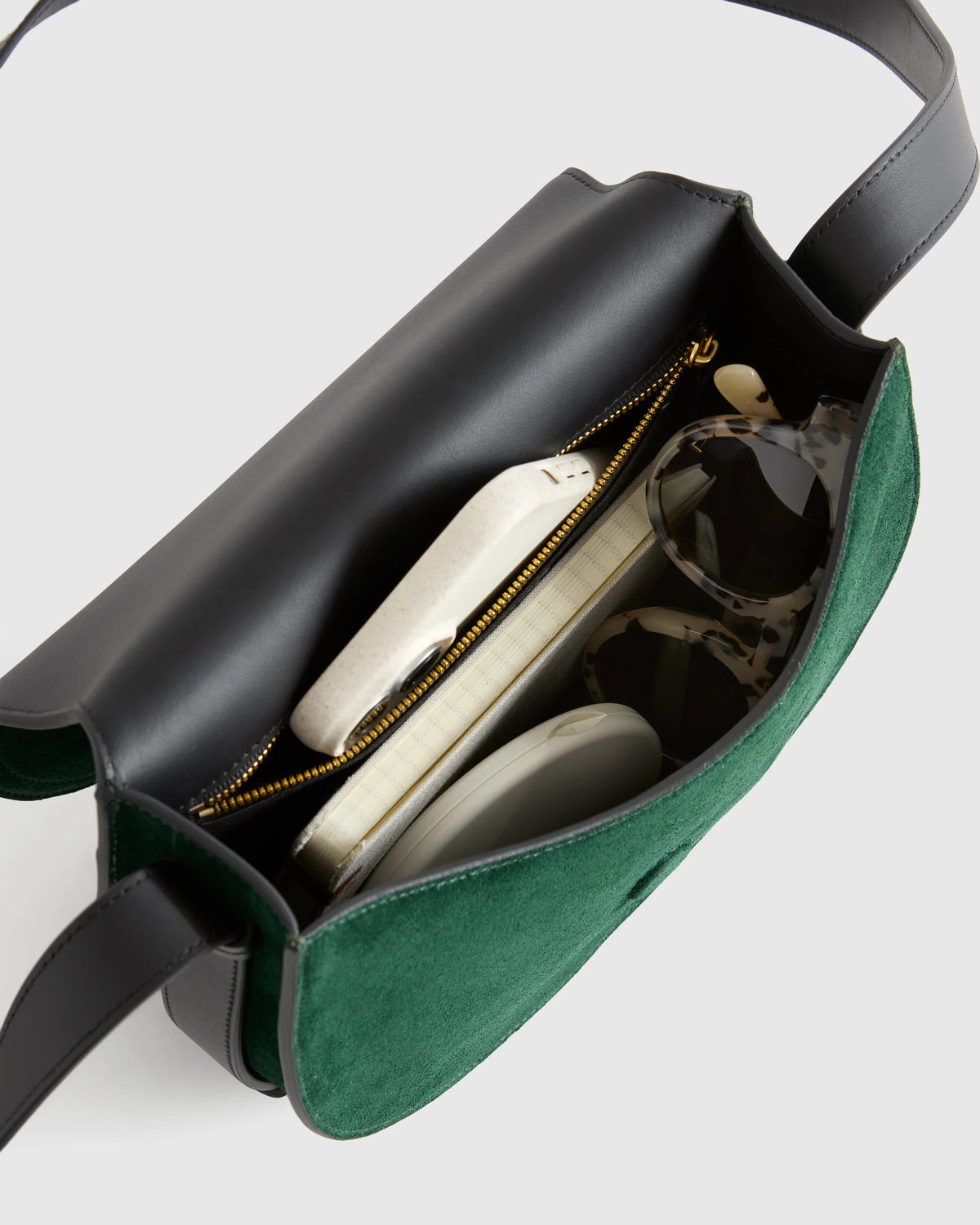 Italian Suede Saddle Bag - One Size / Pebble
