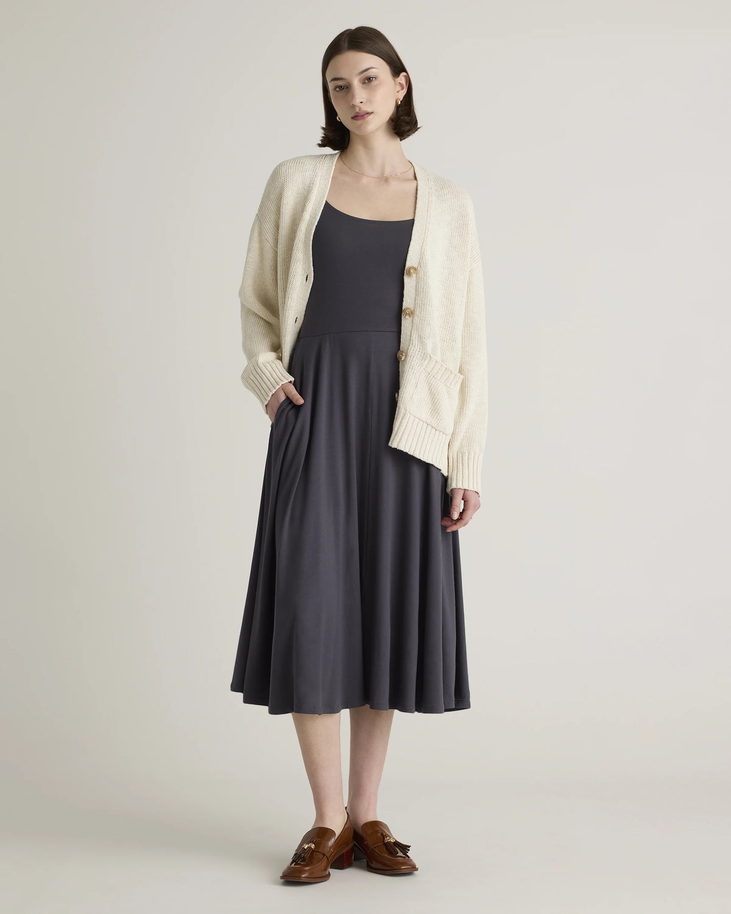 Tencel Jersey Fit & Flare Dress - XS / Dark Olive