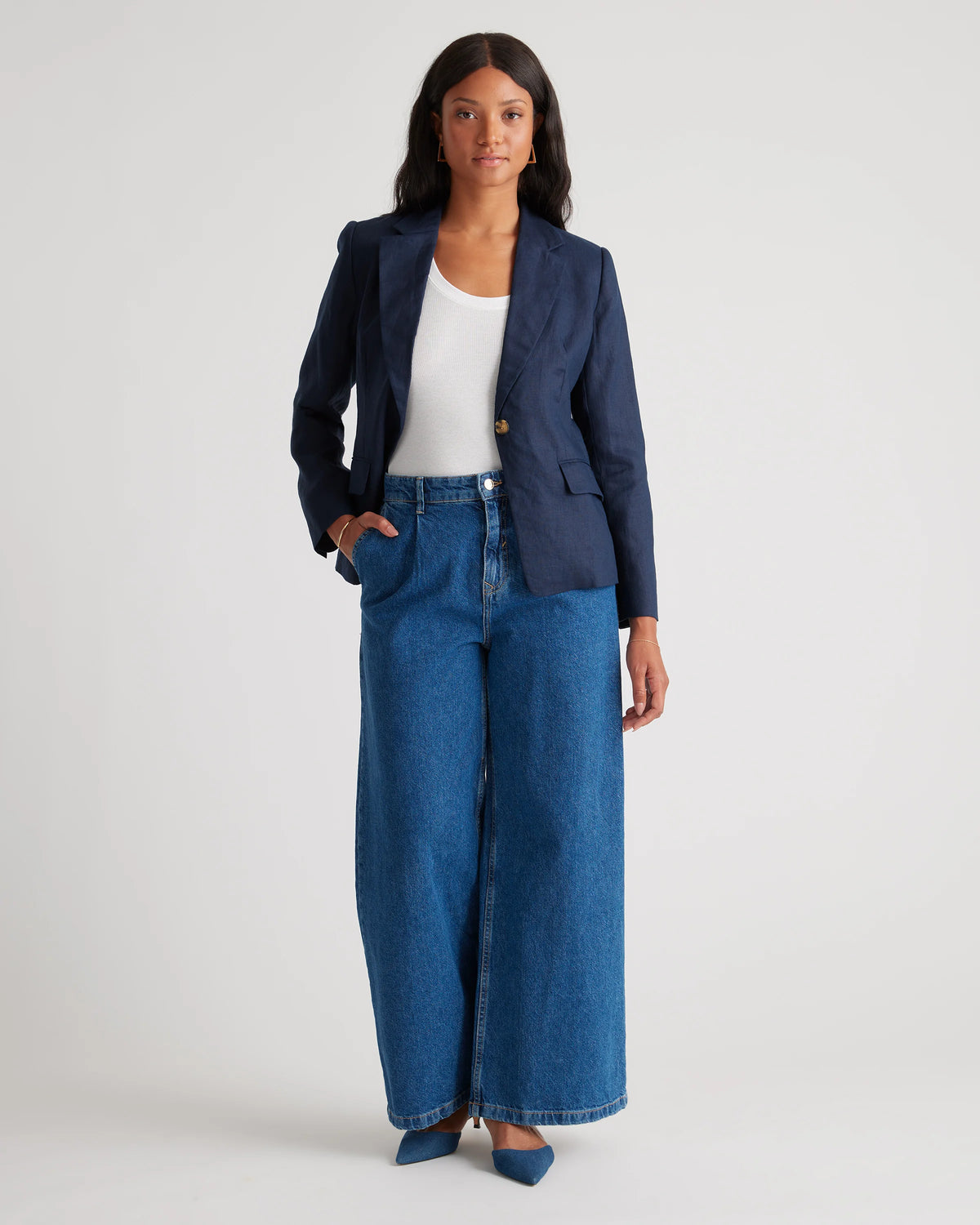 100% European Linen Structured Blazer - XS / French Blue