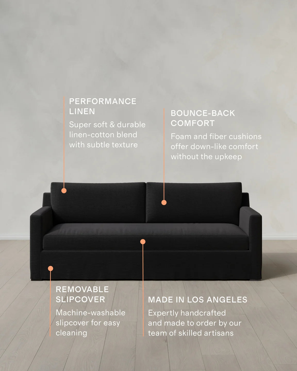 Ellery Slipcover Sofa in Performance Linen - 7ft / Sand