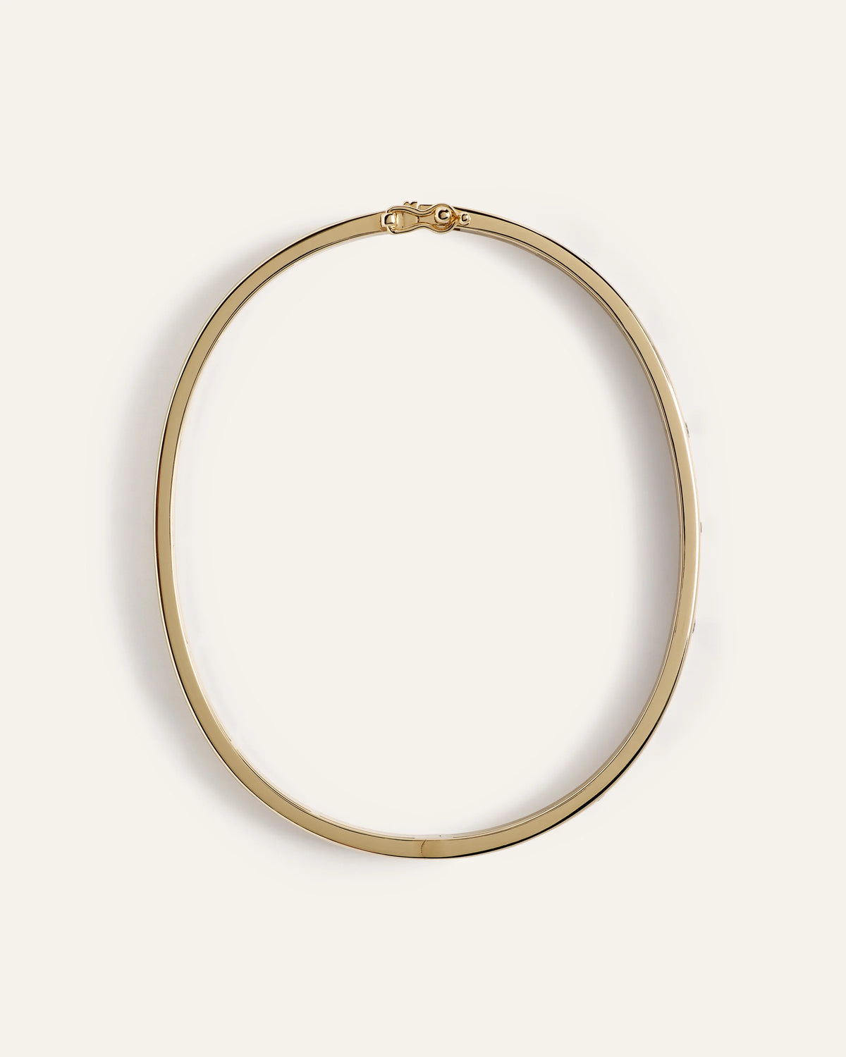 14K Gold Natural Diamond Inlay Bangle - Small / Yellow Gold