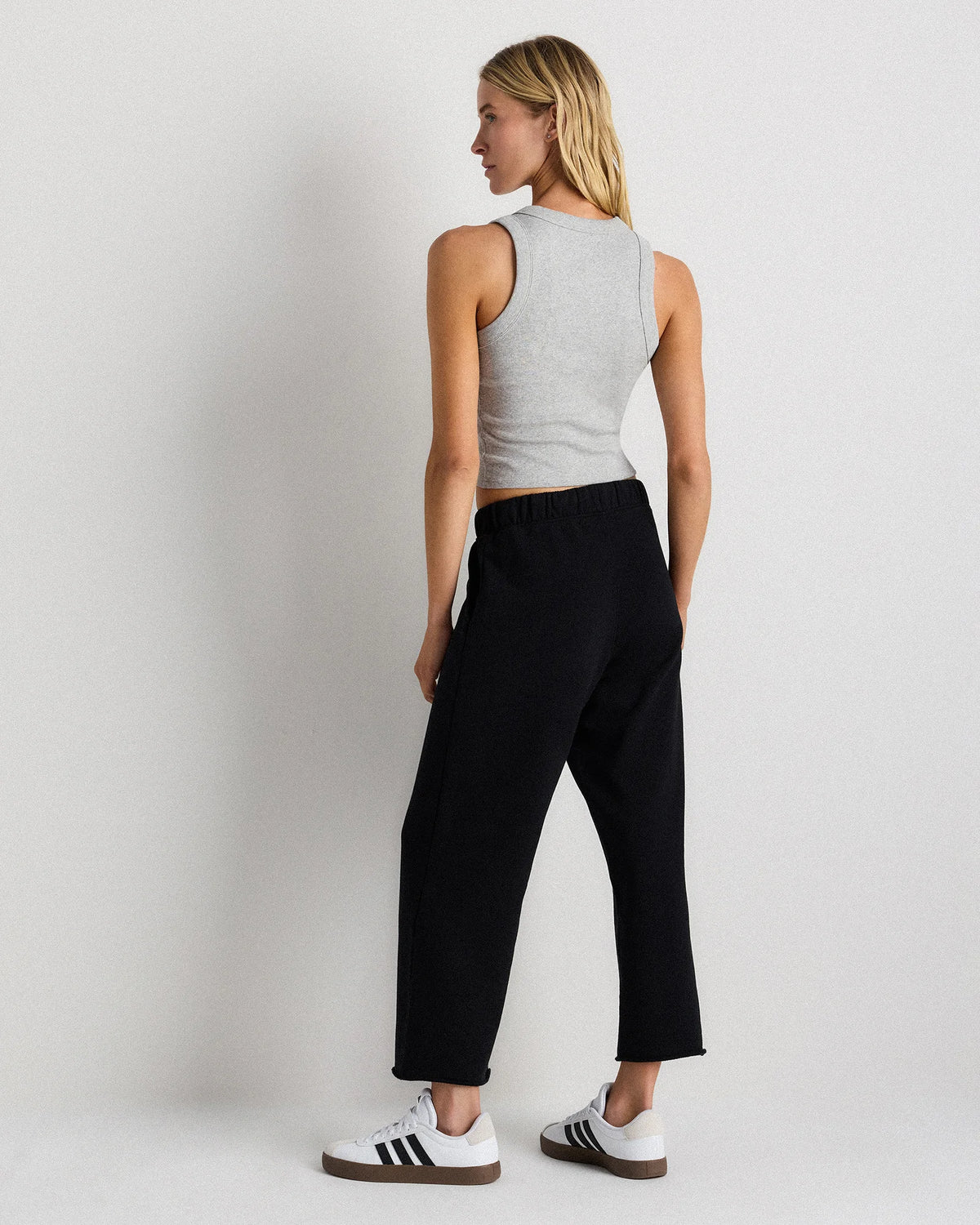 Organic French Terry Cropped Wide Leg Pants - XS / Ruby Red