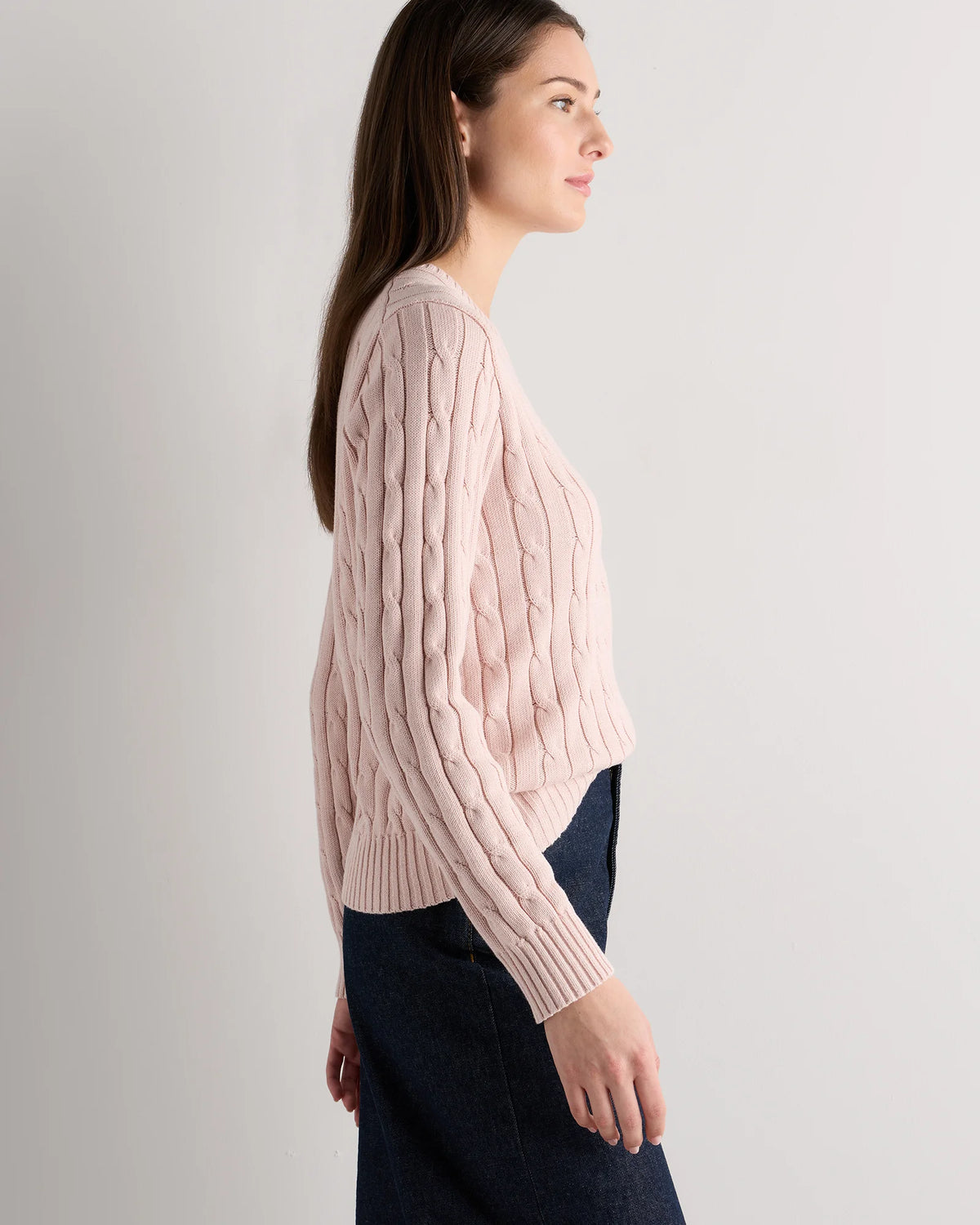 100% Organic Cotton Cable Crewneck Sweater - XS / Sapphire Blue