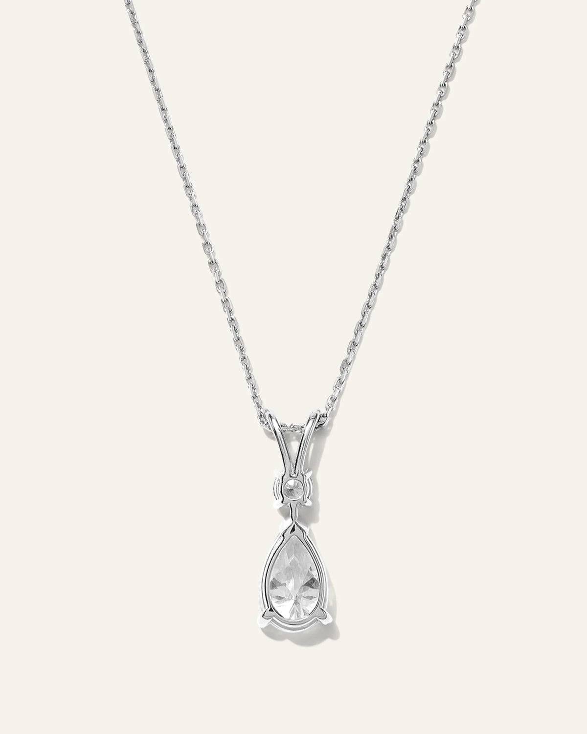 14K Gold Lab Grown Diamond Round & Pear Drop Necklace - One Size / Yellow Gold