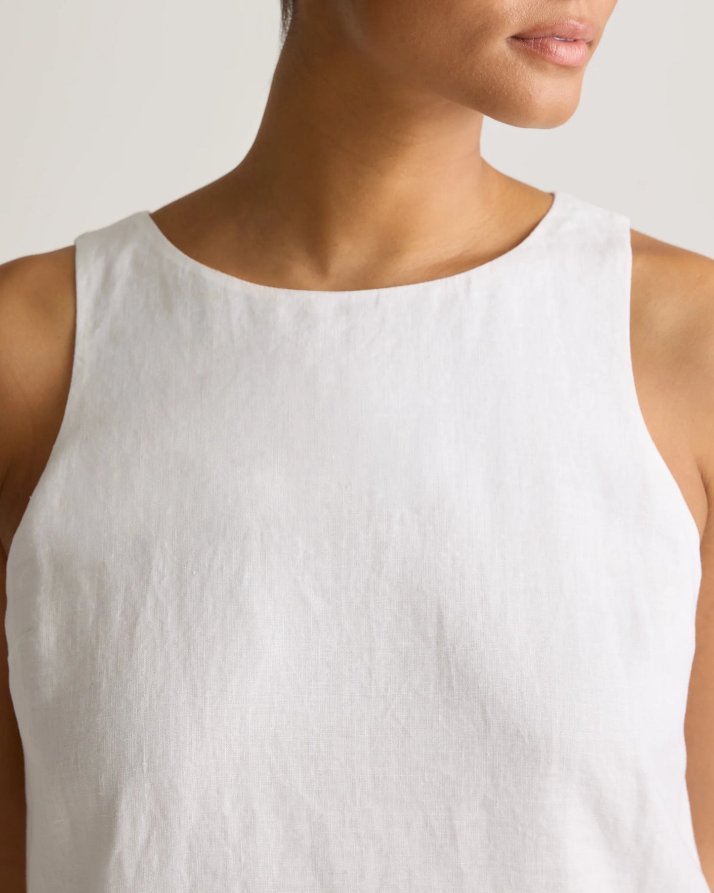 100% European Linen Tank Mini Dress - XS / Martini Olive