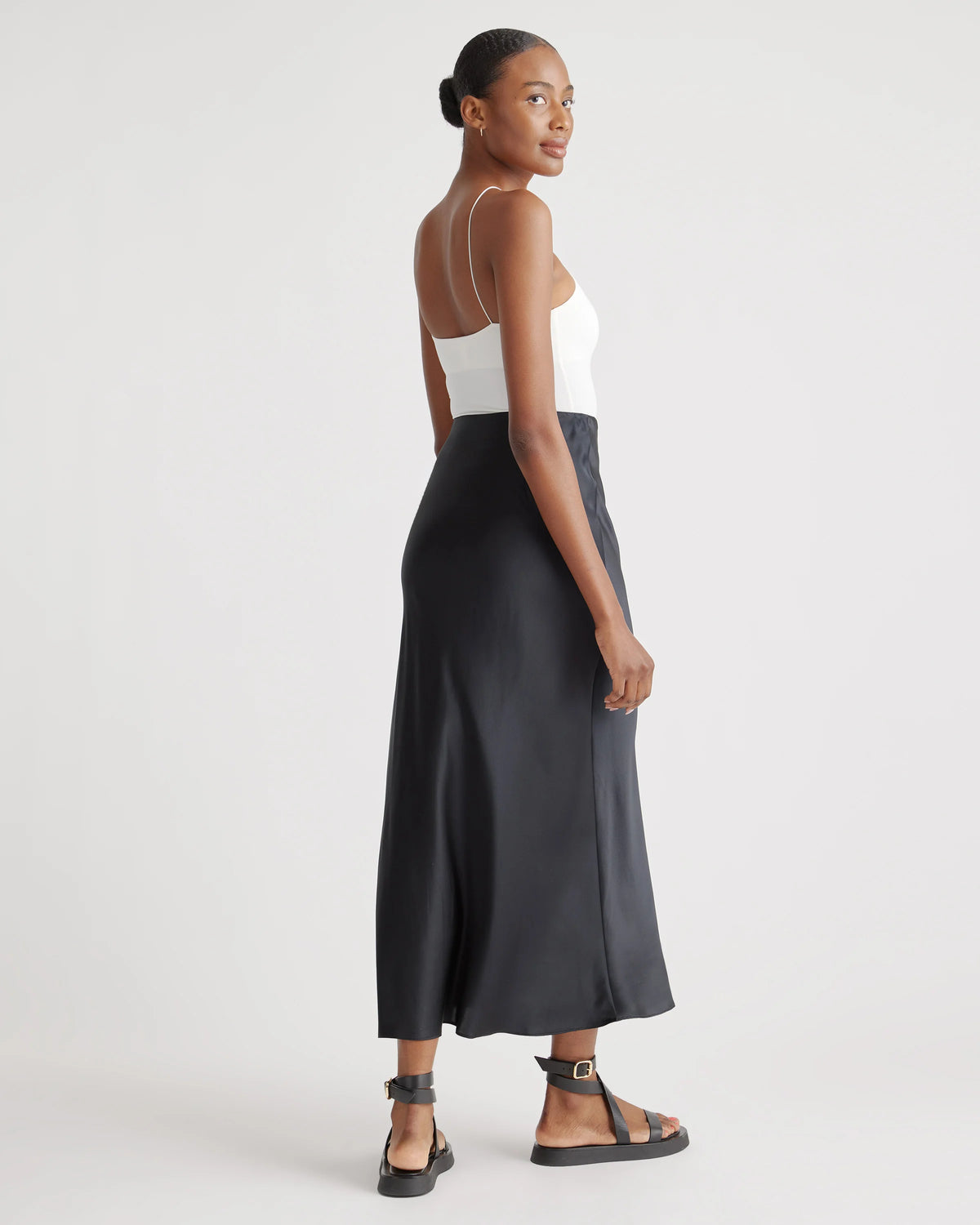 100% Washable Silk Maxi Skirt - XS / Navy