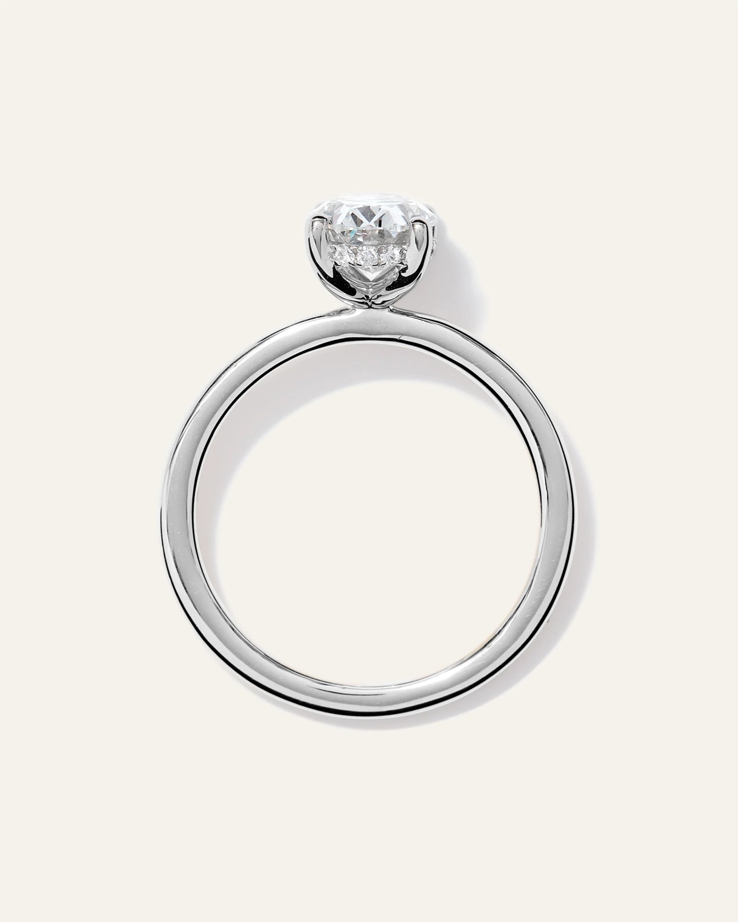 Lab Grown Diamond Oval Petite Hidden Halo Engagement Ring - 1.5ct - 4 / Yellow Gold