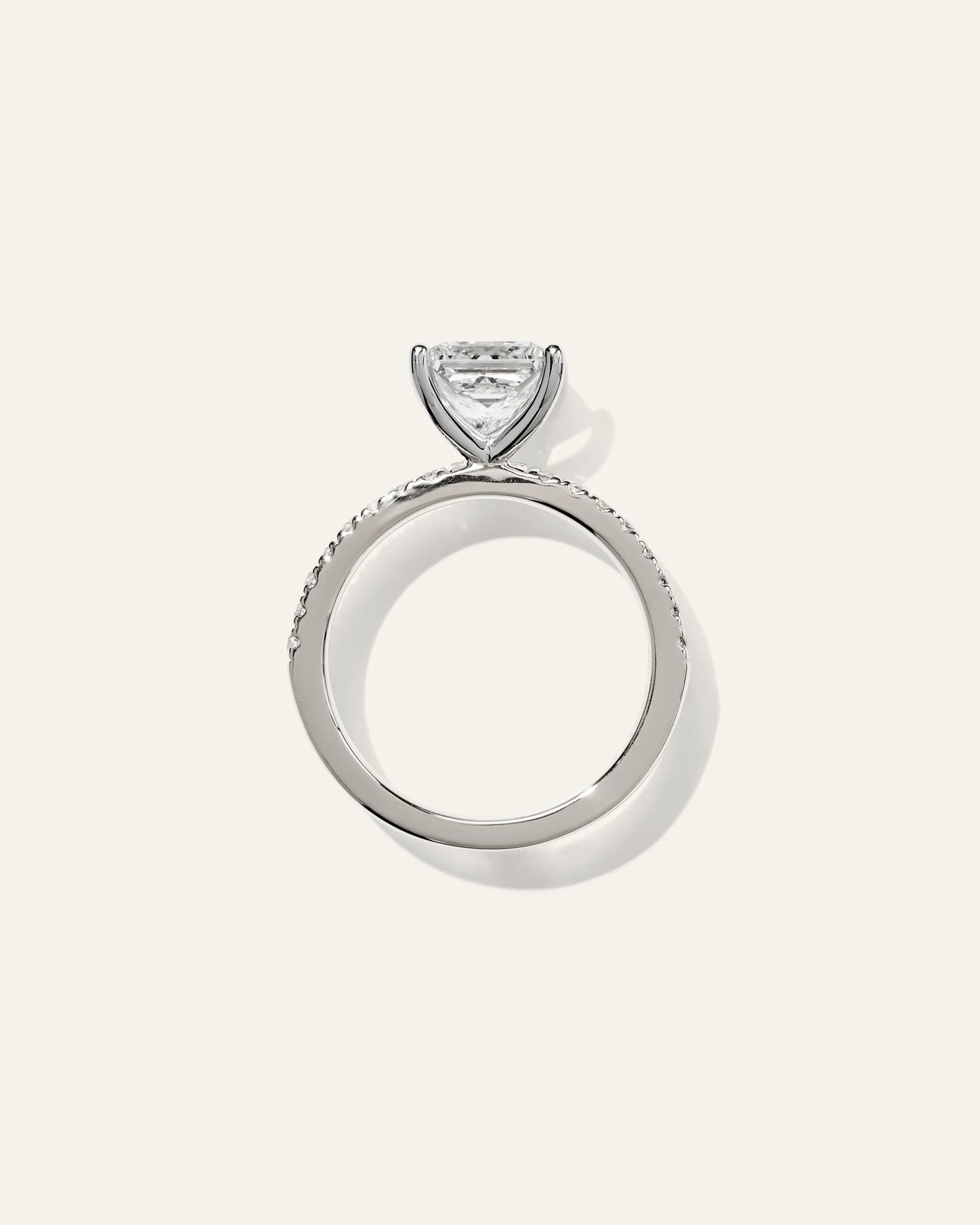 Lab Grown Diamond Princess Petite Pave Engagement Ring - 2.5ct - 4 / Yellow Gold