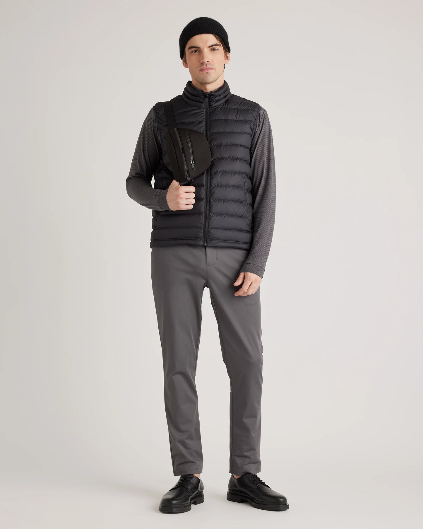 Performance Jersey Golf Quarter Zip - S / Black/Light Grey Stripe